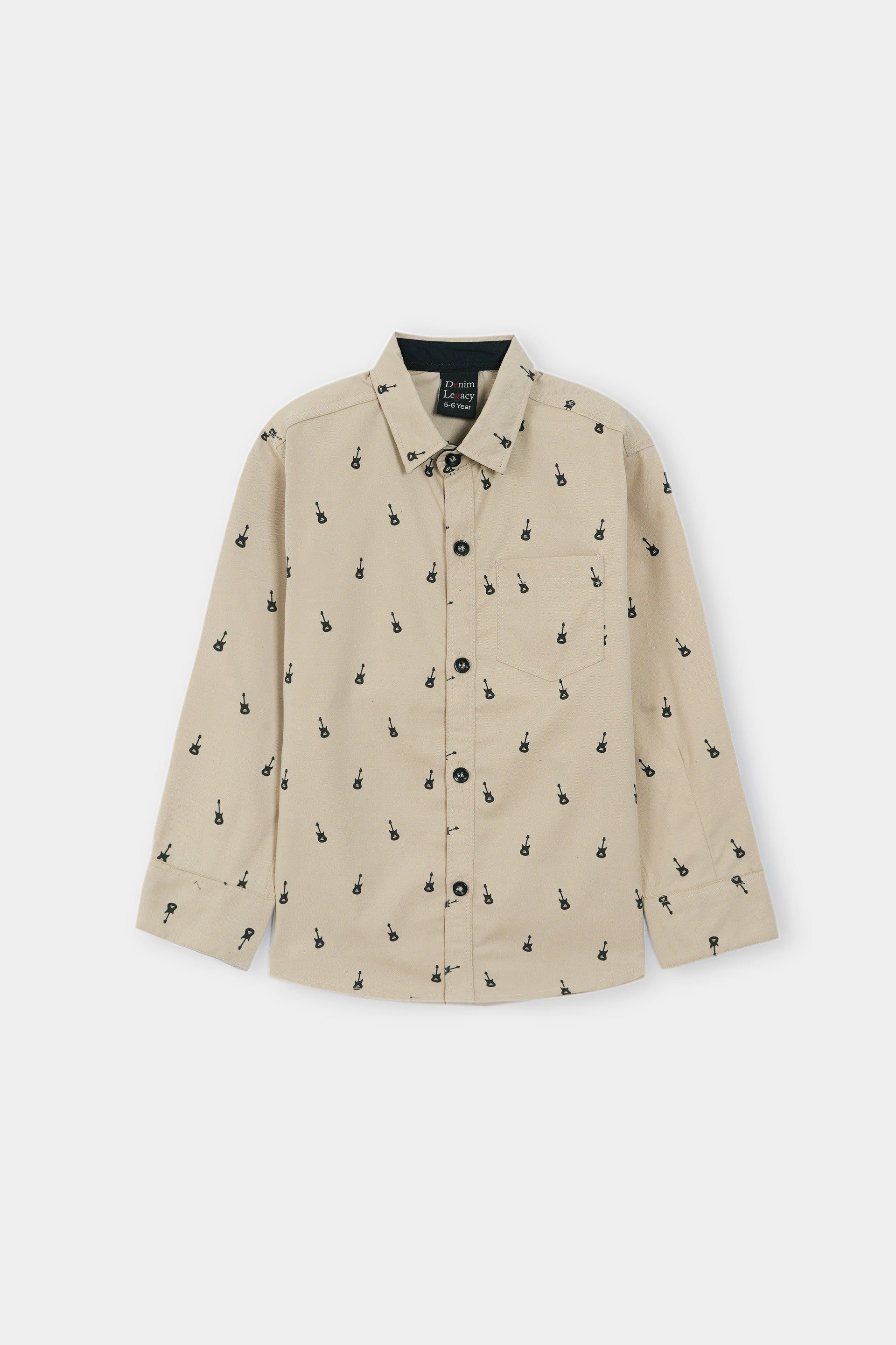 Beige Boys Full Sleeve Casual Shirts