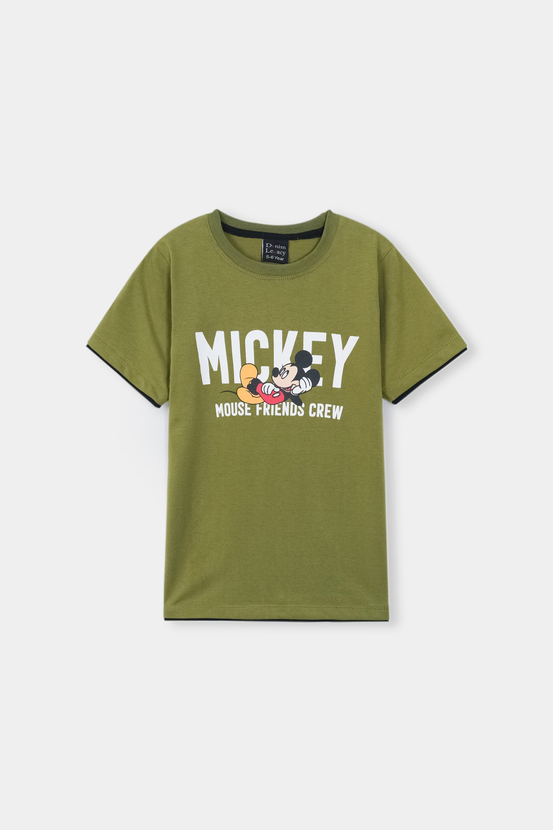 Boys Fashion T-shirts Half sleeves with contrast borders in Cotton Jersey Fabric Green