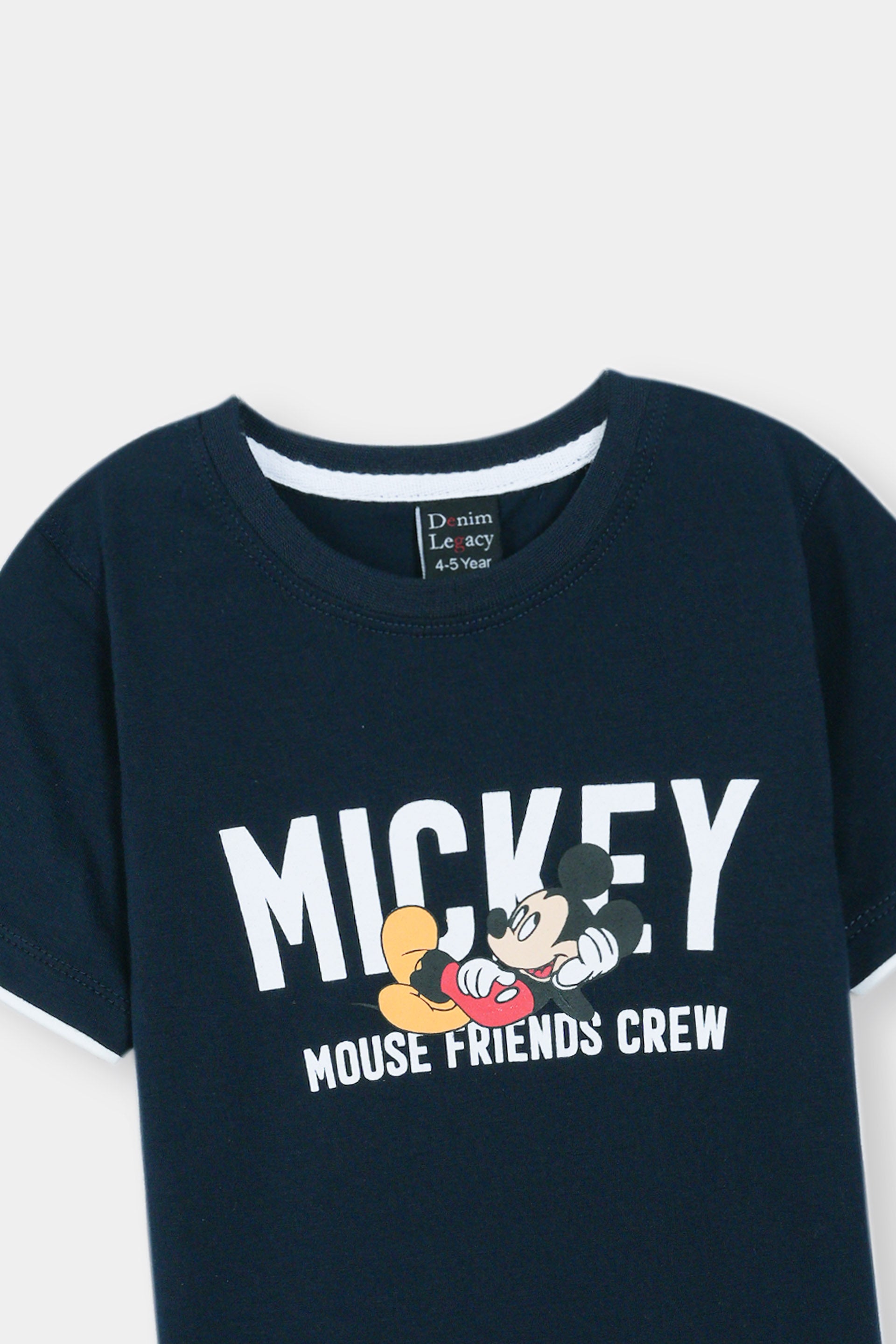 Boys Fashion T-shirts Half sleeves with contrast borders in Cotton Jersey Fabric Navy Blue