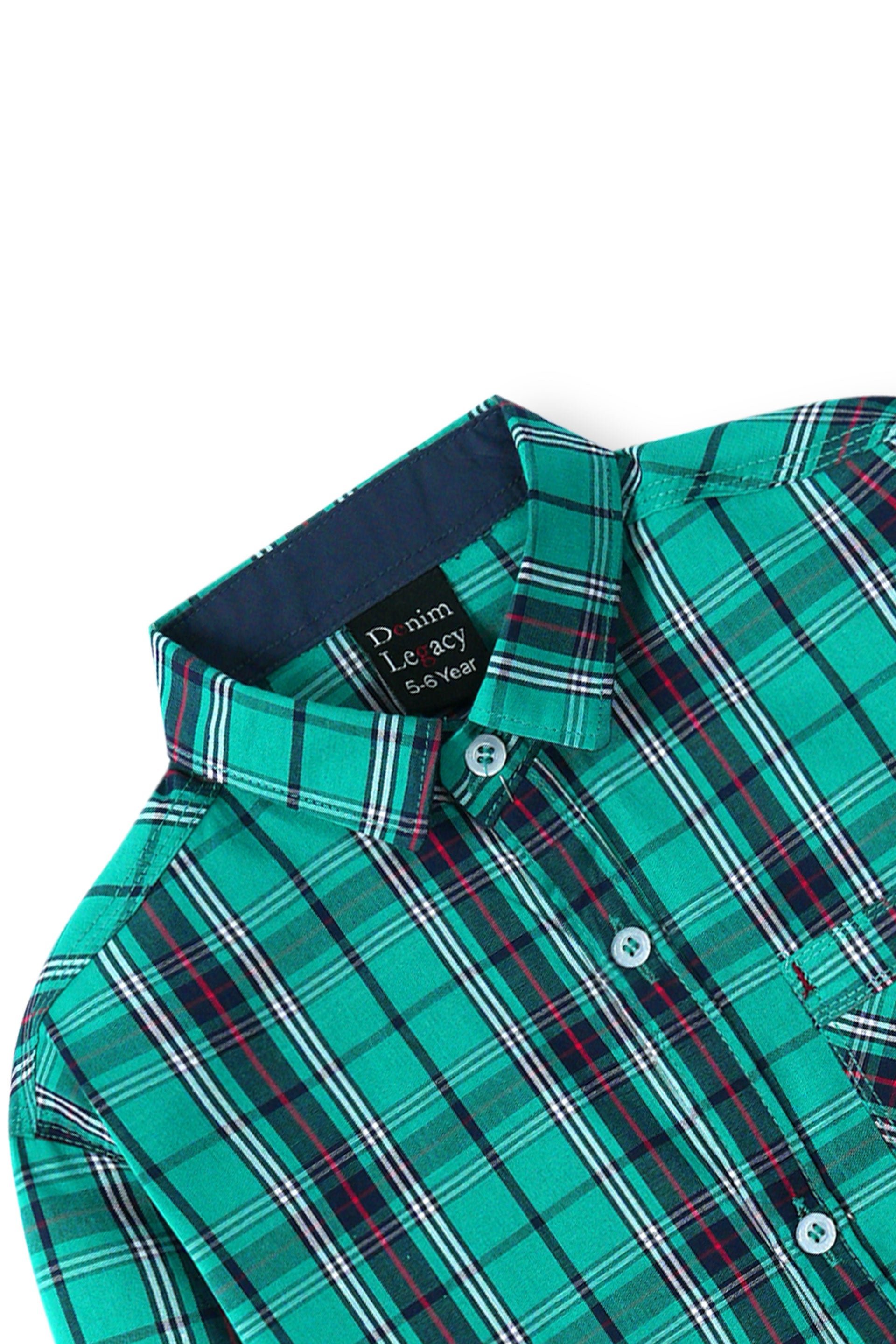 Green and Blue Check Boys Full Sleeve Casual Shirts
