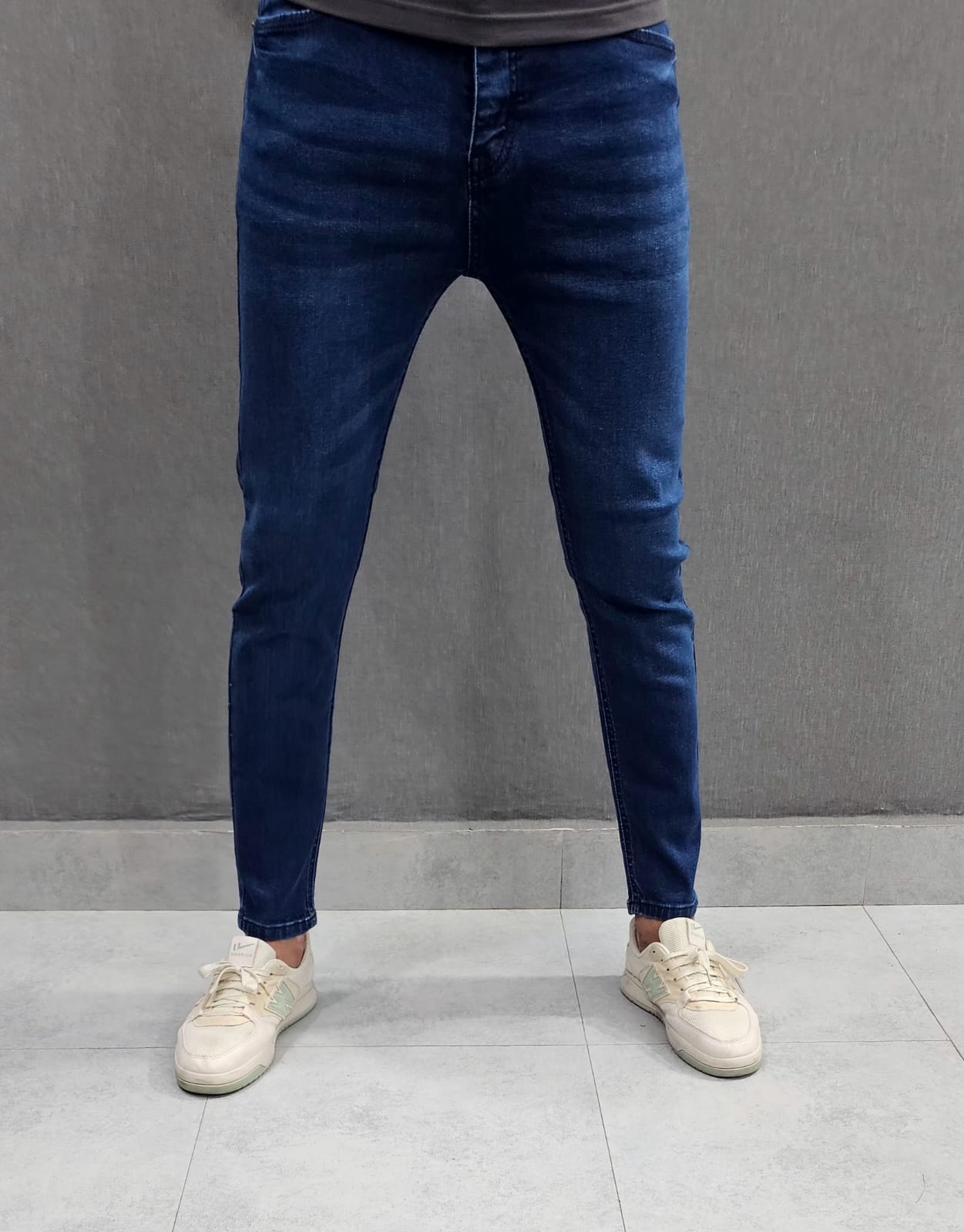 Mens Premium Stretch Ankle Jeans. Soft comfortable Stretch Denim Fabric Mid Blue