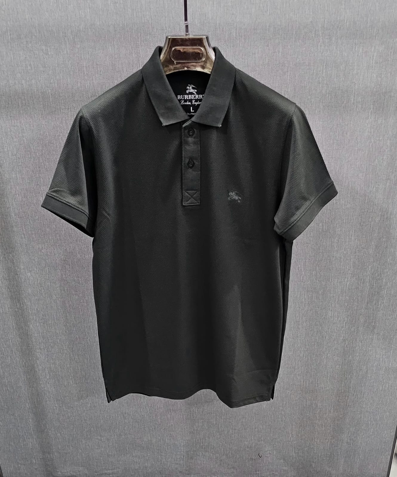 Mens knitted polo shirts in Cotton Jackard self Fabric Green