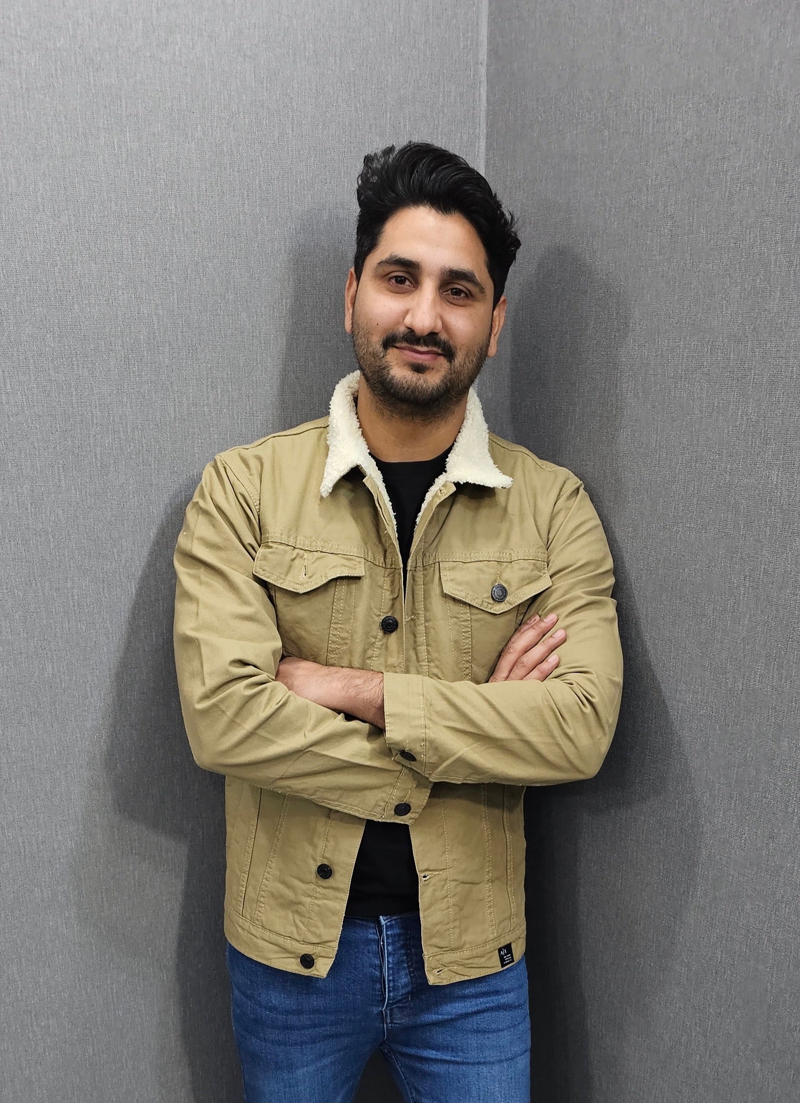 Khakhi Men Full inside Fur Denim Jackets for Winter