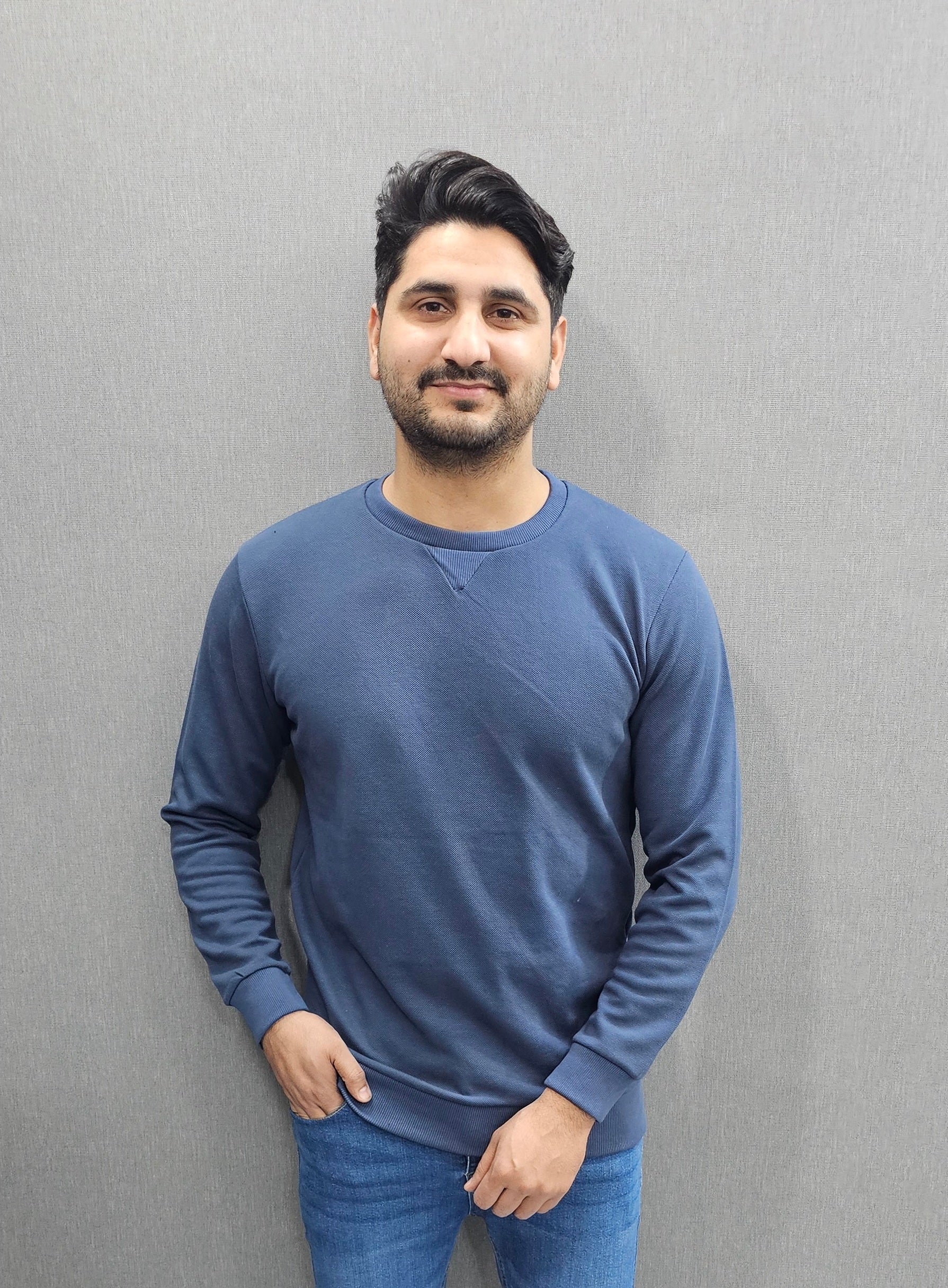 Blue Men's Premium Sweatshirts Jumbo PQ interlock fabric perfect for Winter.