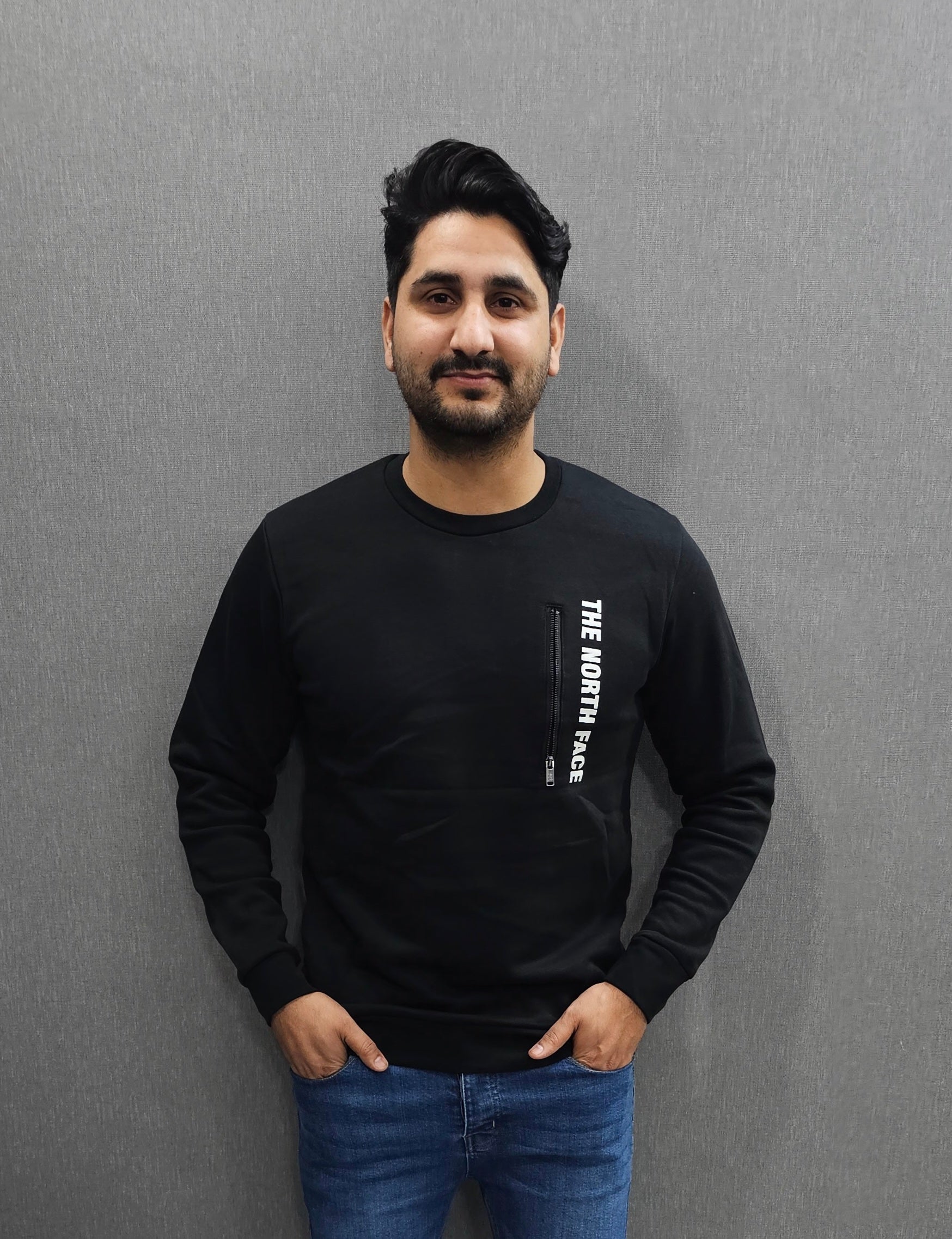 Black Men's Premium Sweatshirts Cotton Fleece Fabric