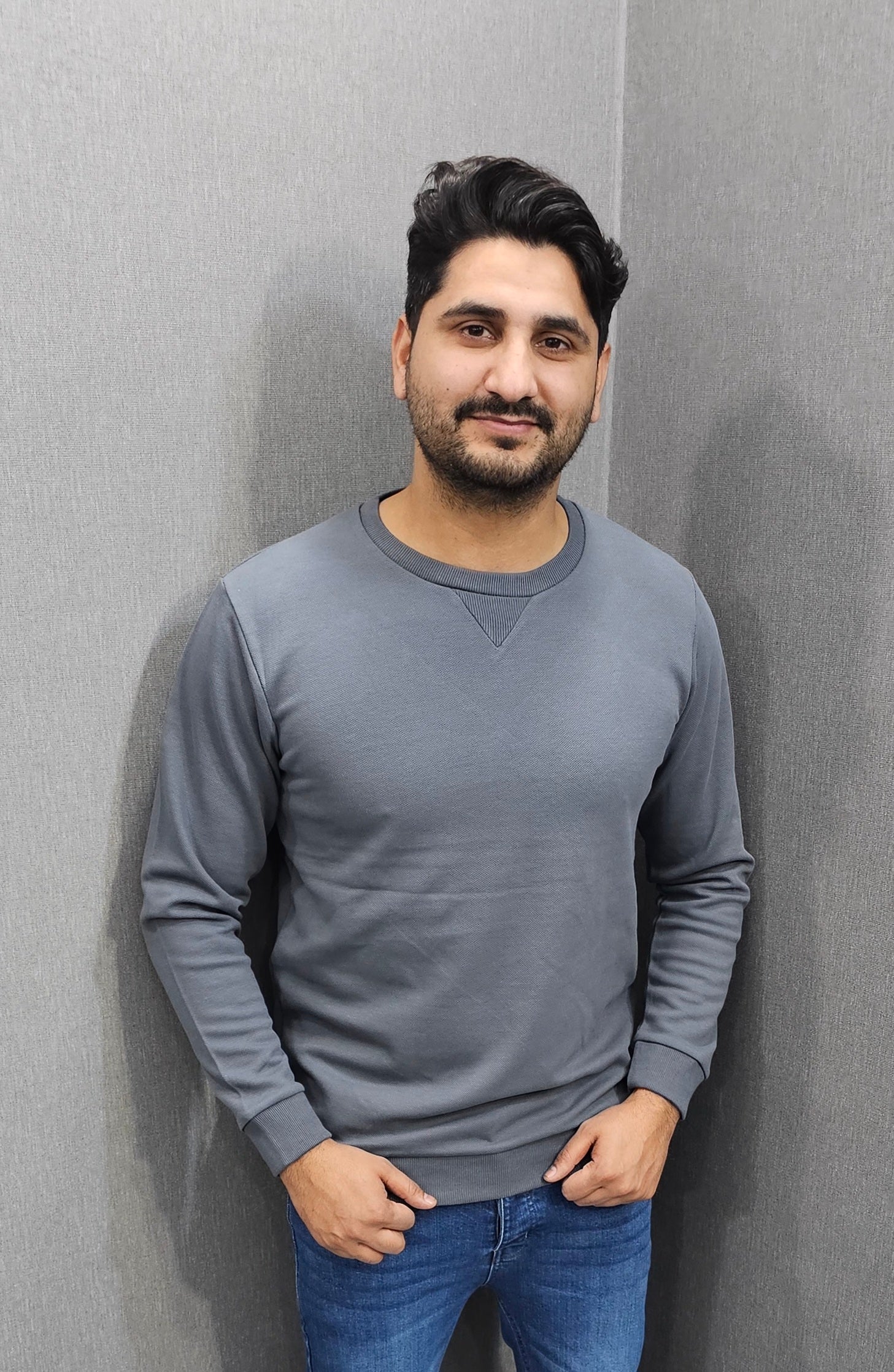 Grey Men's Premium Sweatshirts Jumbo PQ interlock fabric perfect for Winter