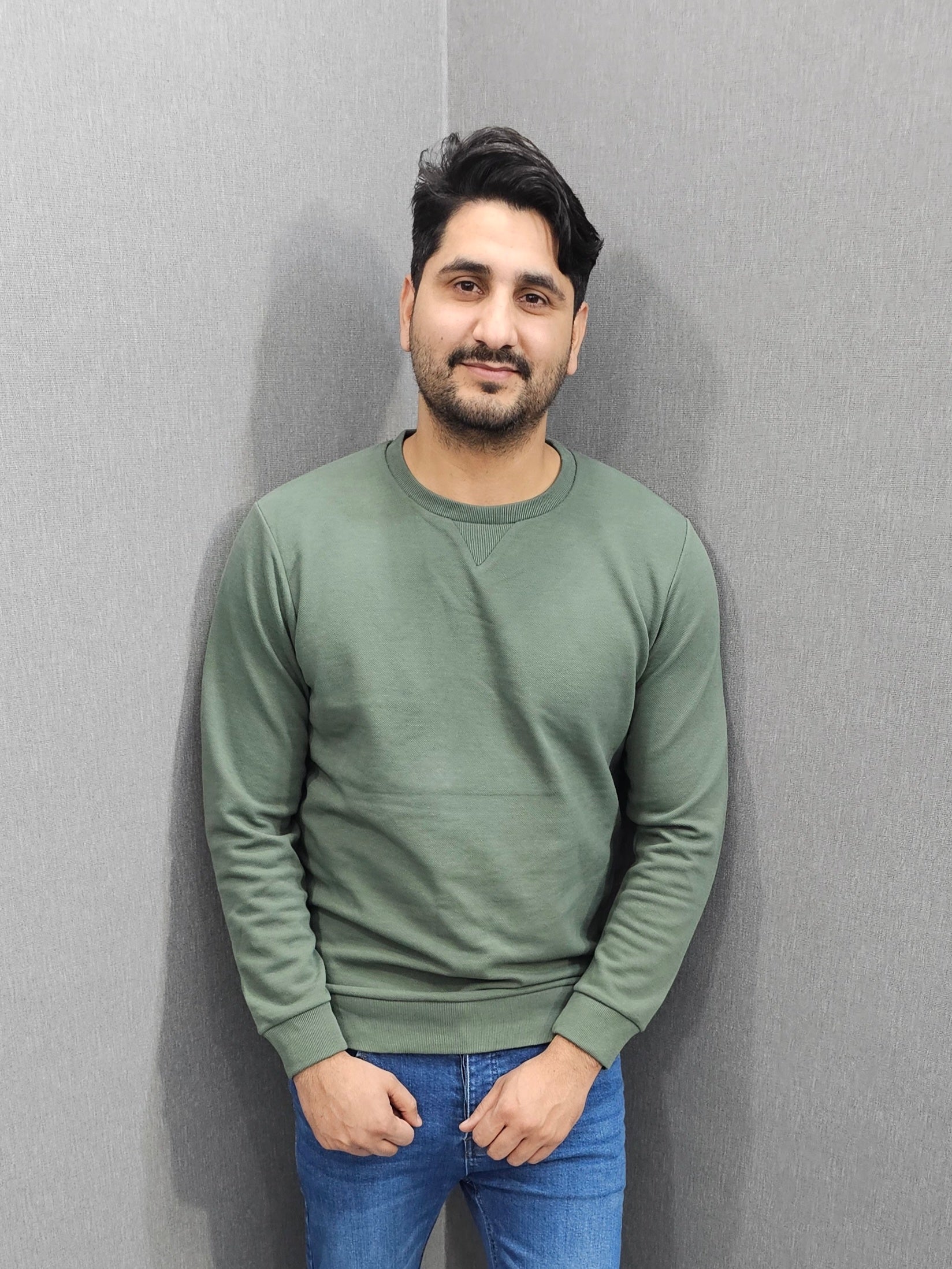 Green Men's Premium Sweatshirts Jumbo PQ interlock fabric perfect for Winter