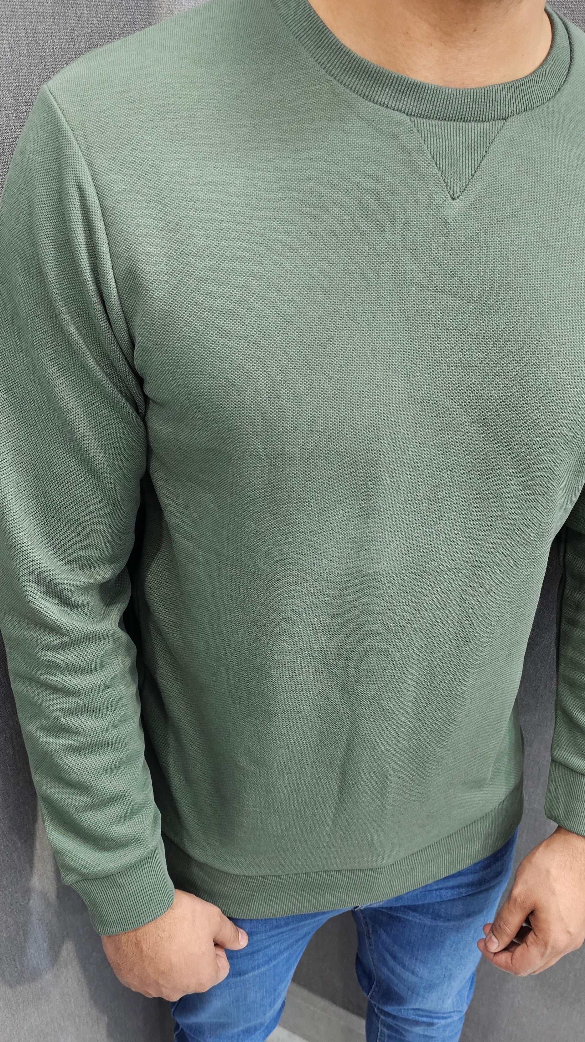 Green Men's Premium Sweatshirts Jumbo PQ interlock fabric perfect for Winter