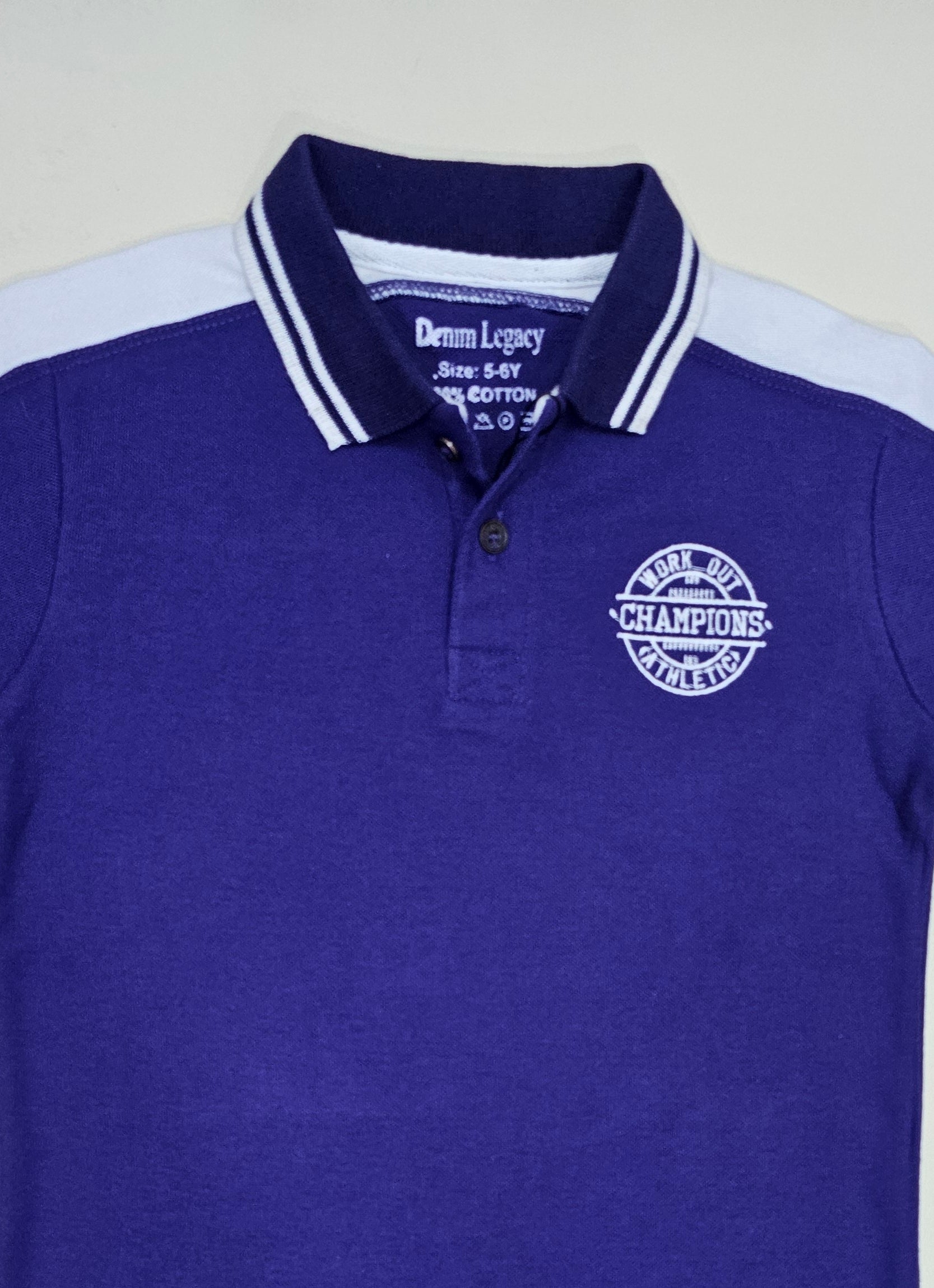 Boys Purple PQ fabric polo with white panel contrast.