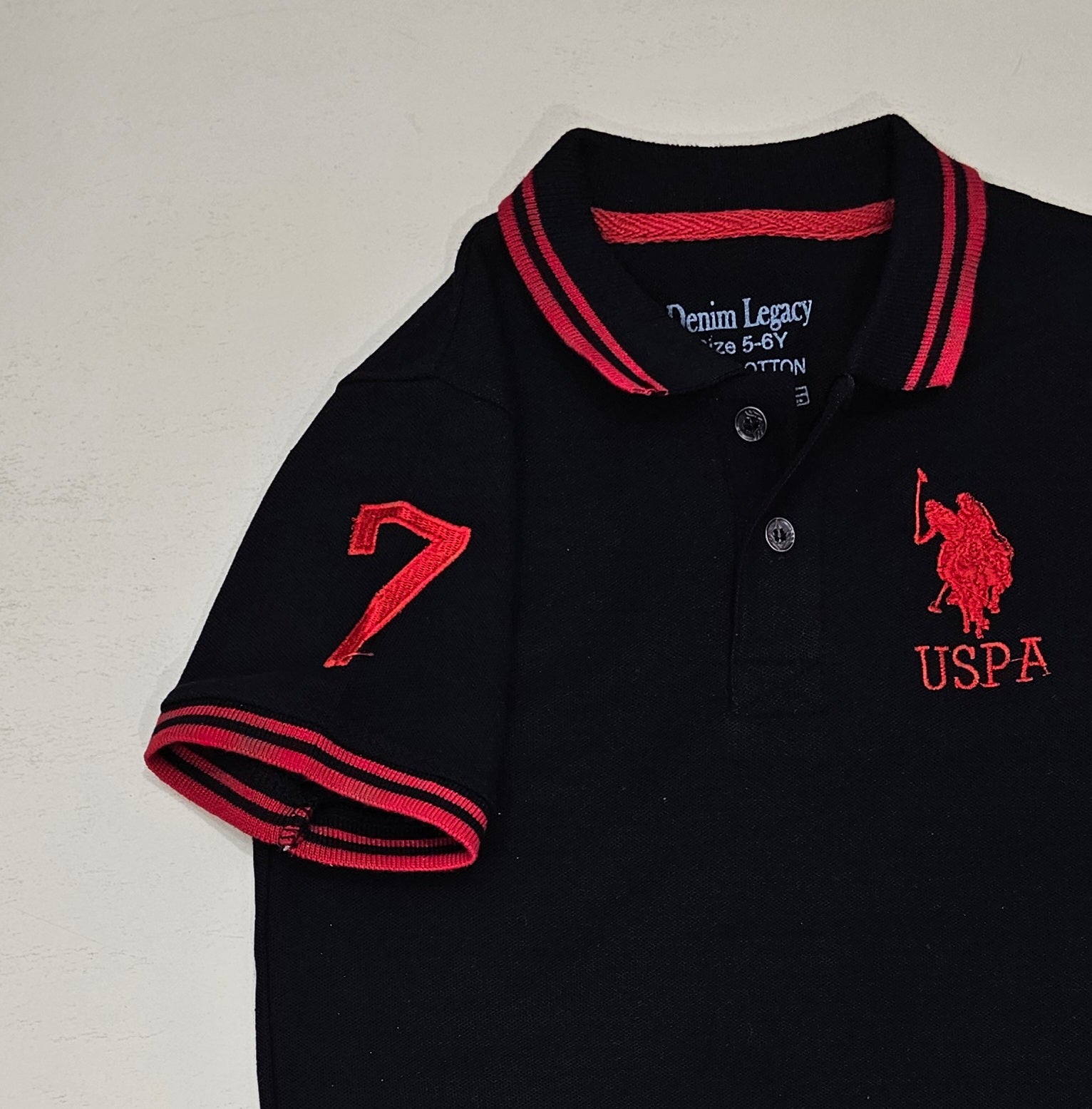 Boys Polo shirt PQ fabric, embroidered design, Black colour.