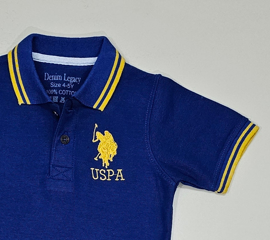Boys Polo shirt PQ fabric, embroidered design, Blue colour.
