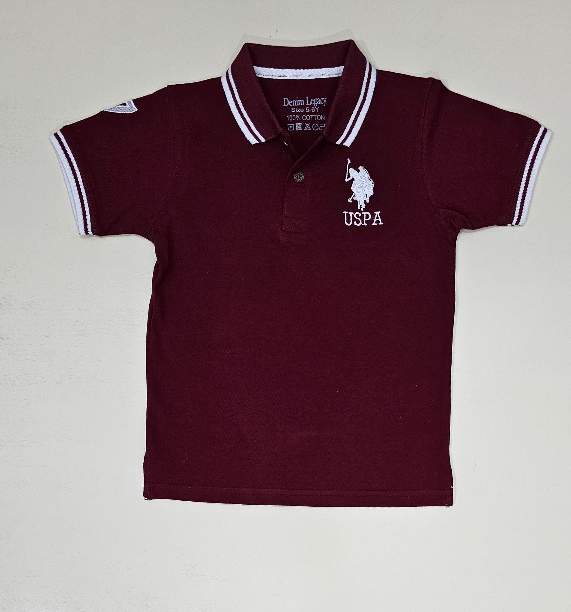 Boys Polo shirt PQ fabric, embroidered design, Dark Maroon colour.