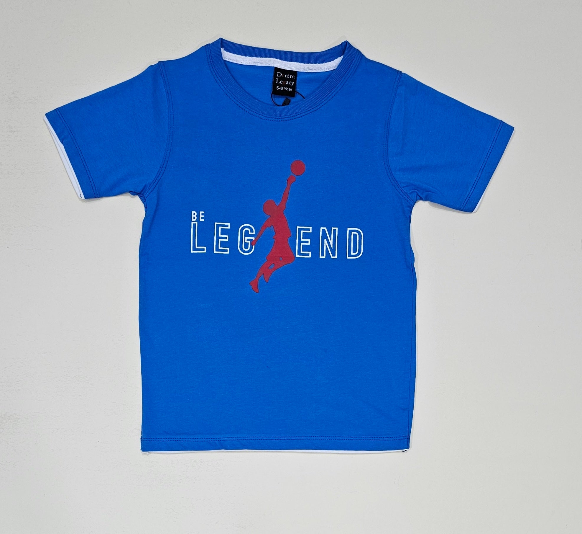 Boys Fashion T-shirts cotton jersey Royal Blue with contrast fabric.