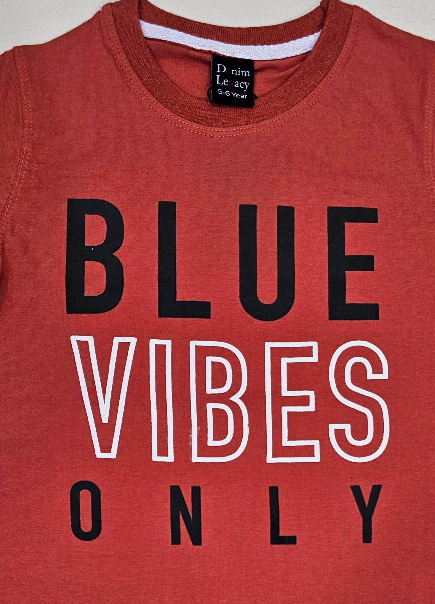 Blue Vibes Boys T-shirts Half sleeves in Cotton Jersey Fabric. Orange