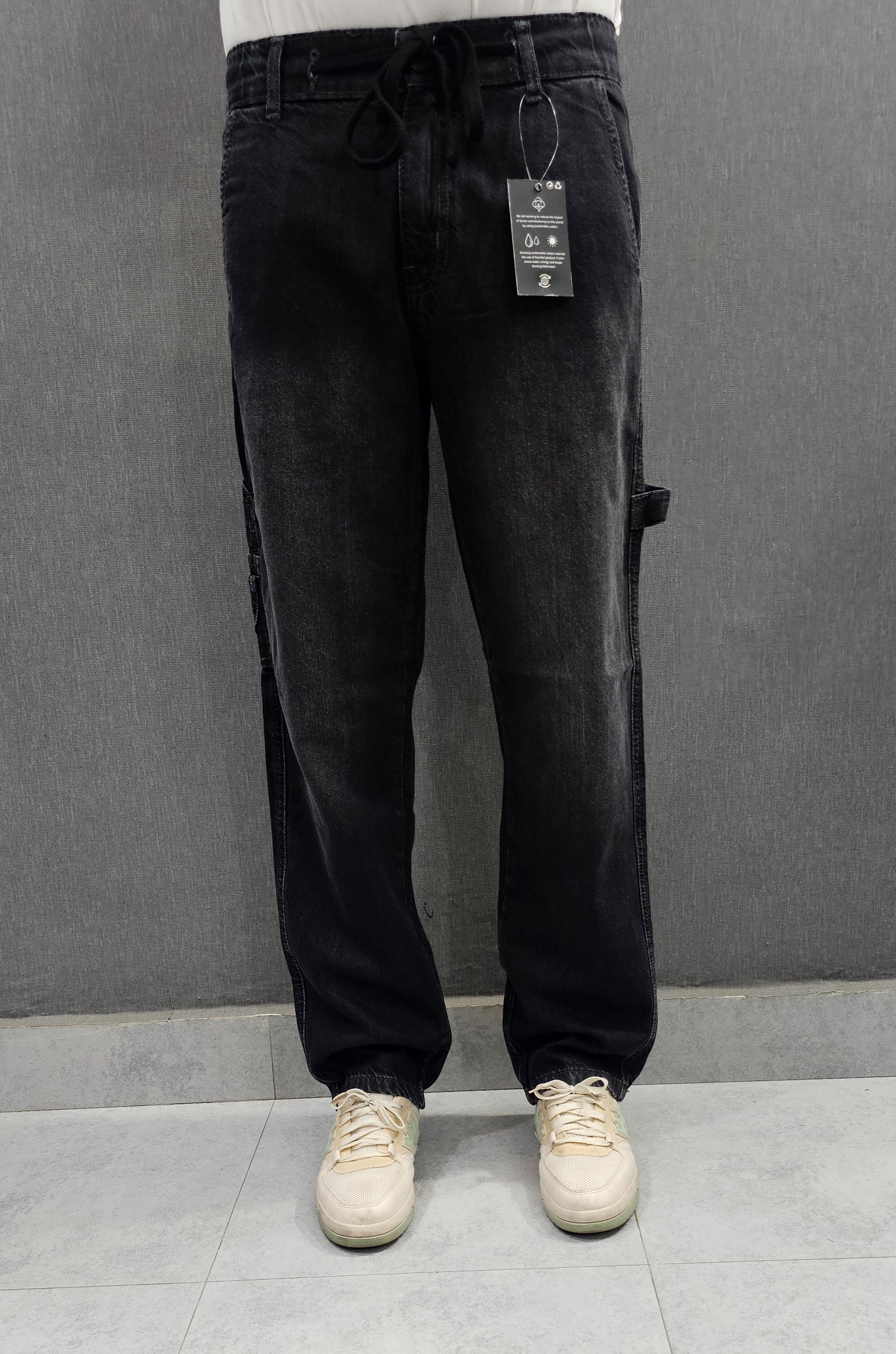 Black Faided Loose Fit Jeans, Old money style, Soft Comfortable non stretch Denim.