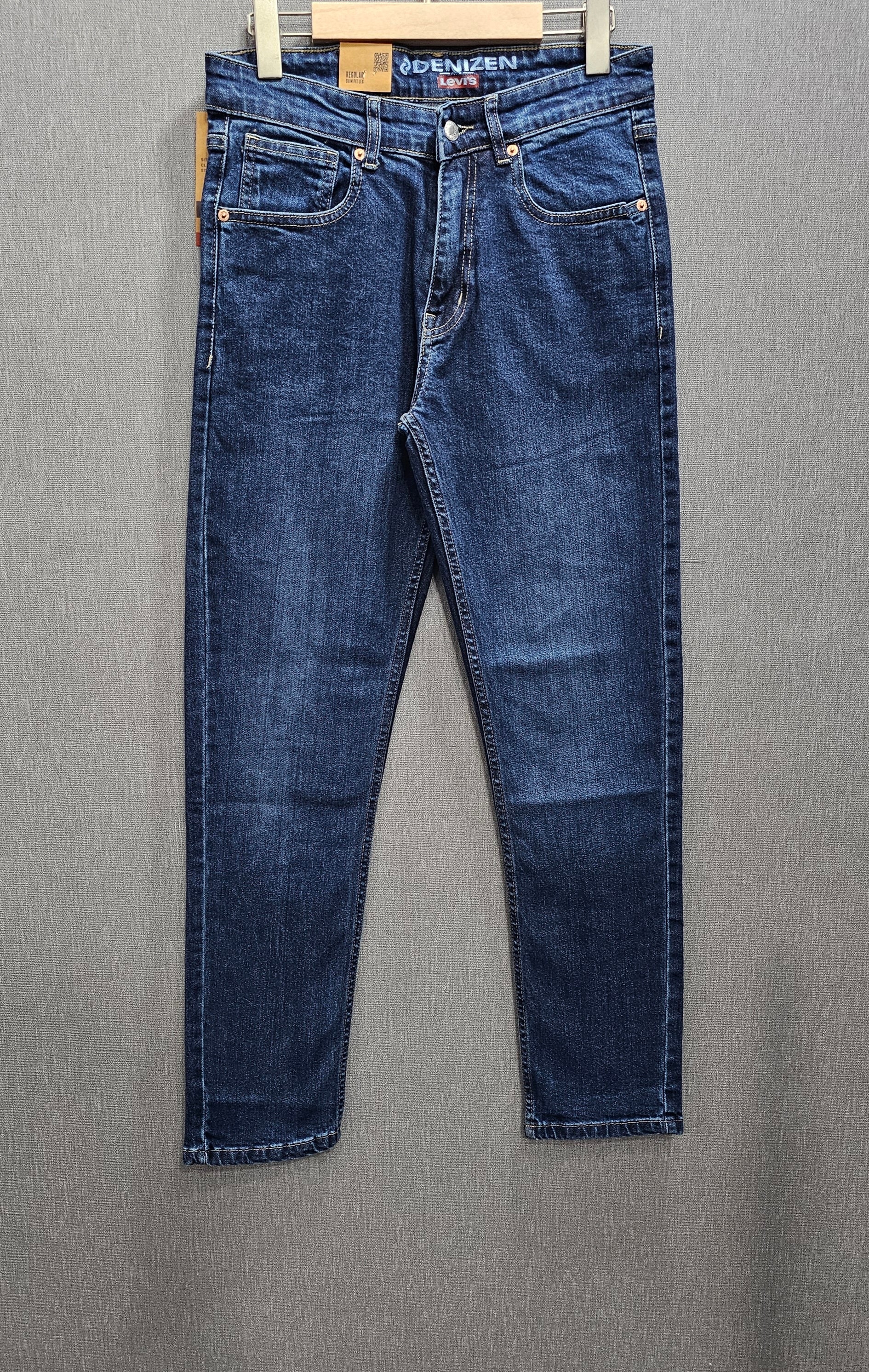 Mens Regular Fit Jeans, soft comfortable Stretch Denim Fabric, Dark Blue colour.