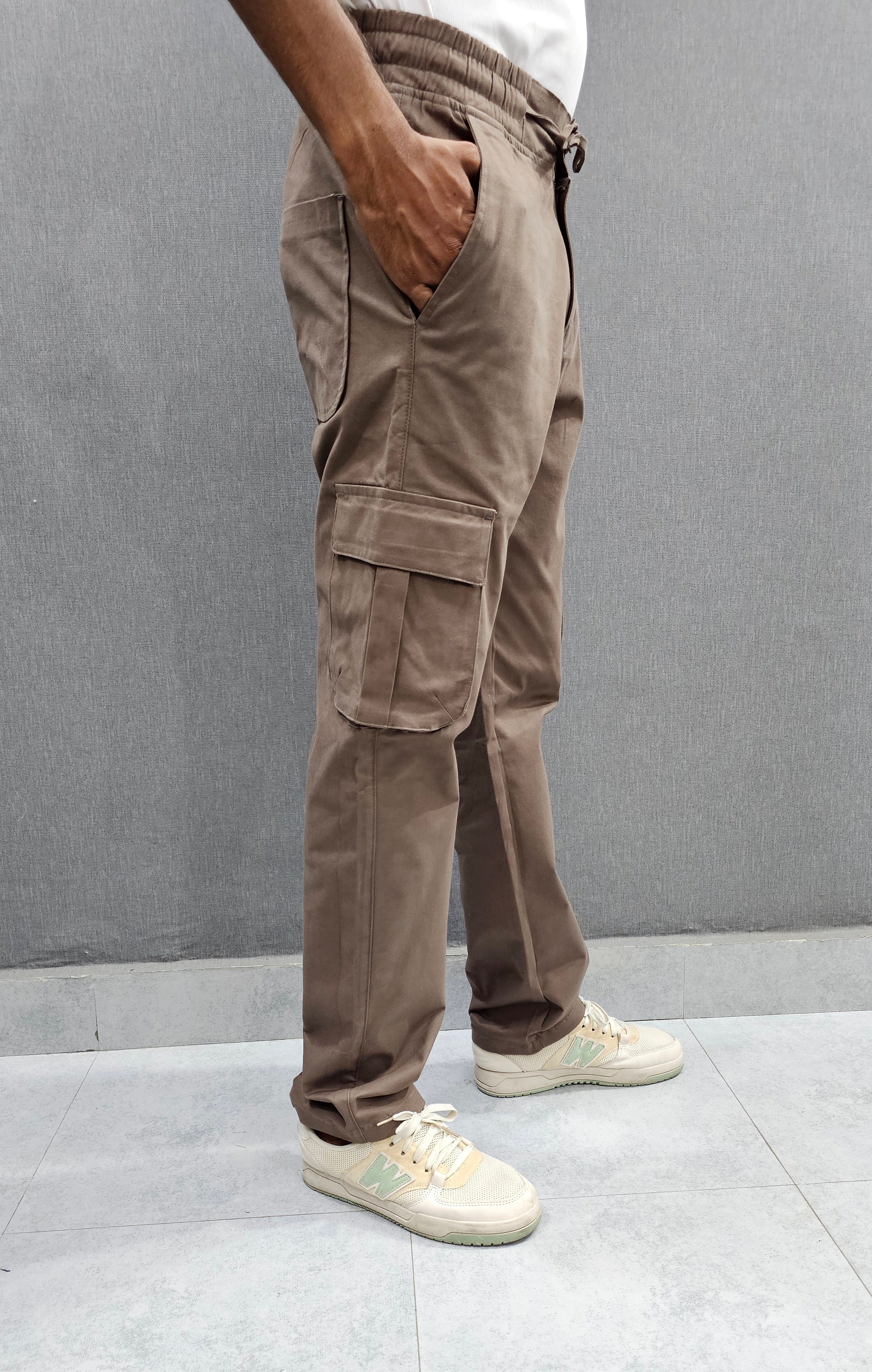 Beige Loose Fit 6 pocket , Soft comfortable stretch Fabric.