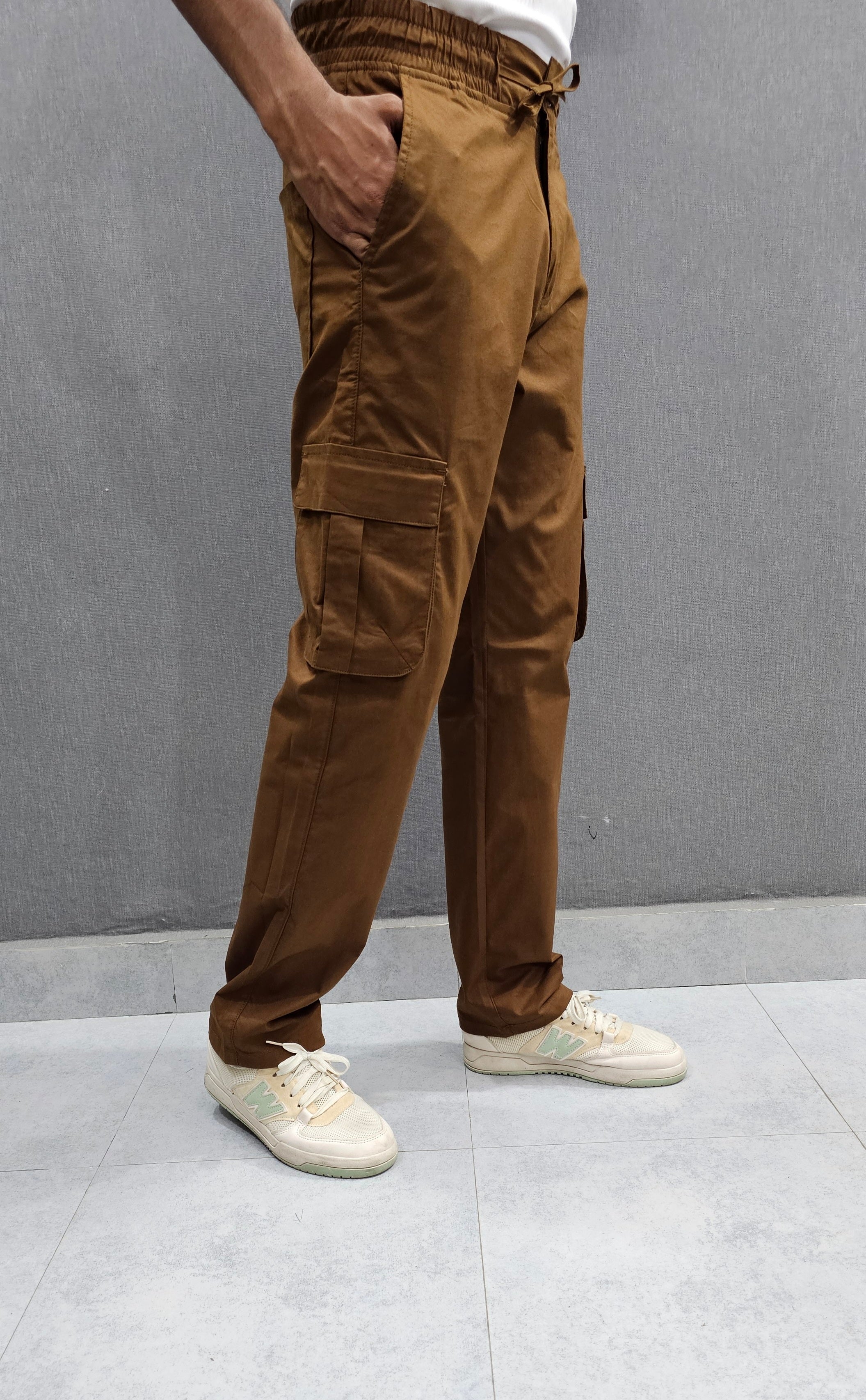 Camel Brown Loose Fit 6 pocket , Soft comfortable stretch Fabric.