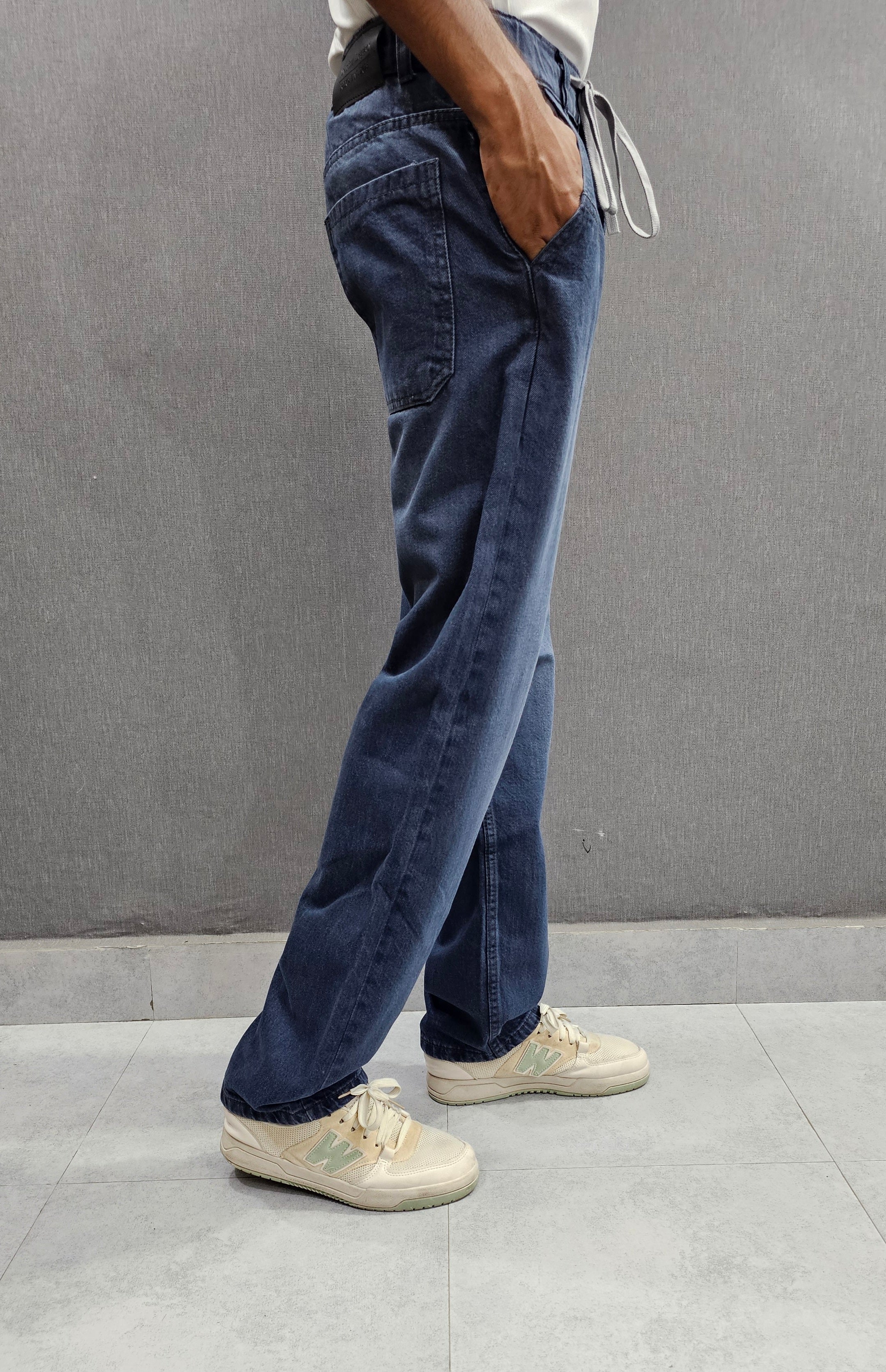 Grey Basic Loose Fit Jeans, soft comfortable non stretch Denim.