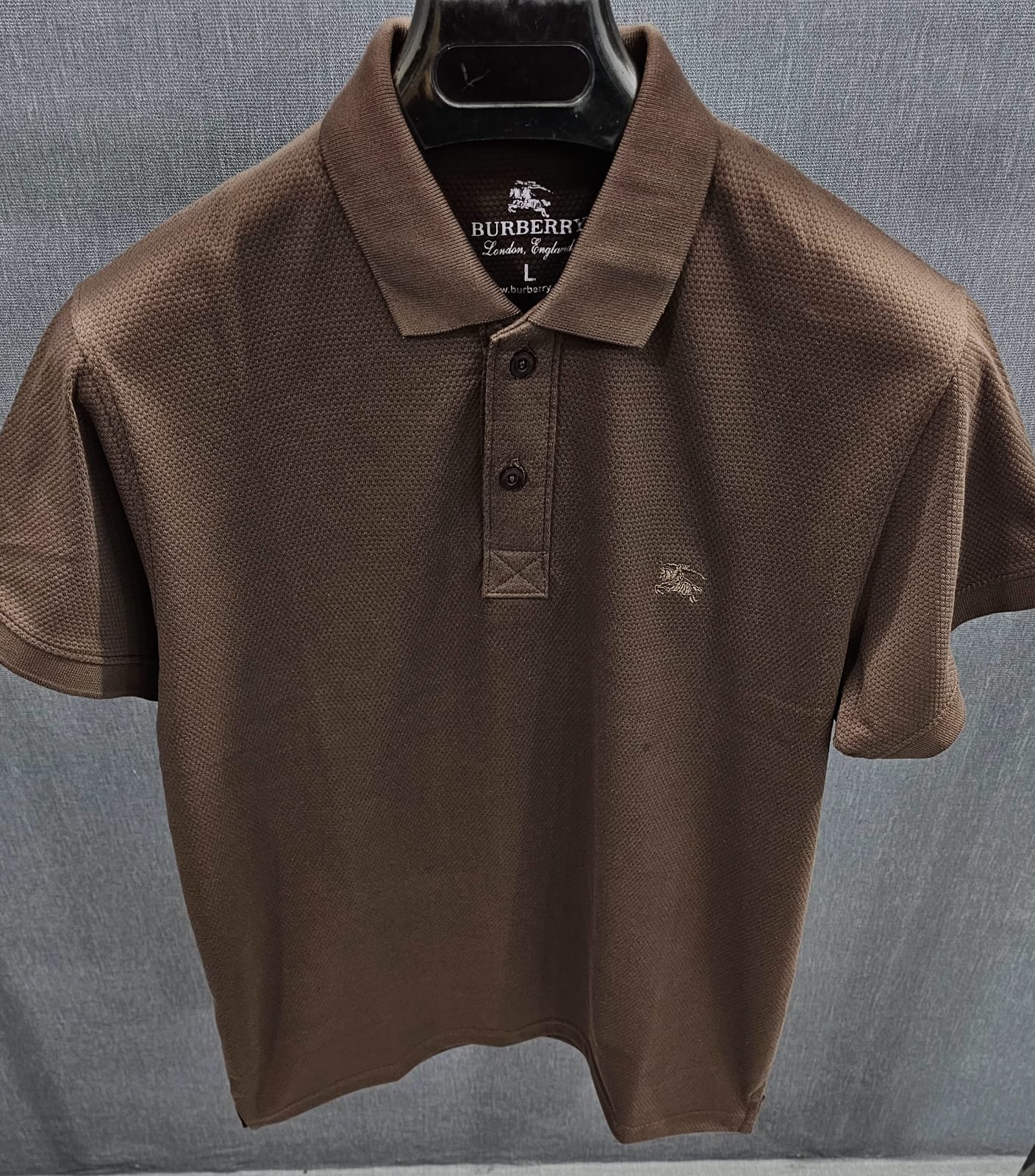 Mens knitted polo shirts in Cotton Jackard self Fabric Brown