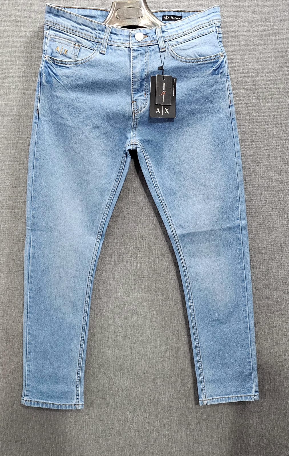 Sky Blue Regular Fit Jeans, stretch comfortable fabric.