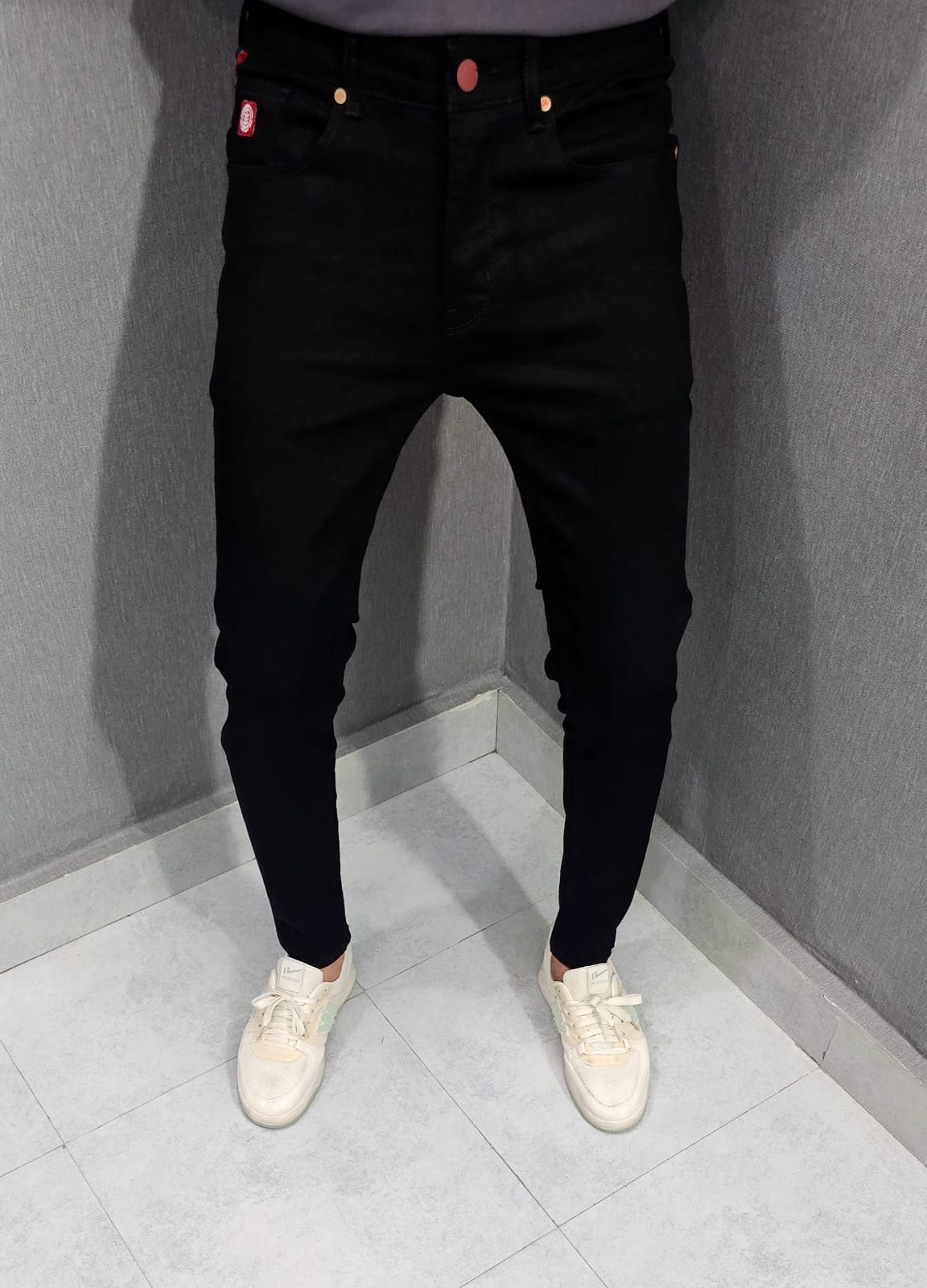 Mens Premium Stretch Ankle Jeans. Soft comfortable Stretch Denim Fabric Jet Black