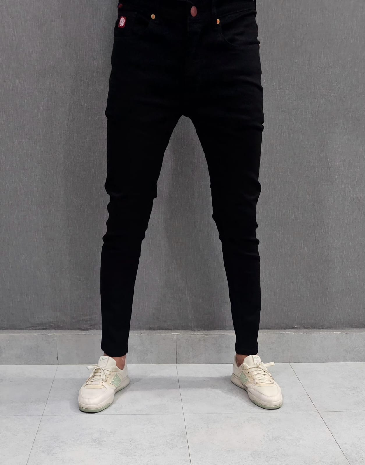 Mens Premium Stretch Ankle Jeans. Soft comfortable Stretch Denim Fabric Jet Black