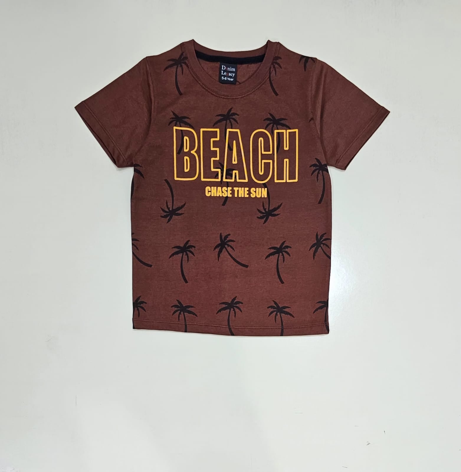 Boys Fashion T-shirts cotton jersey Brown. Full body print