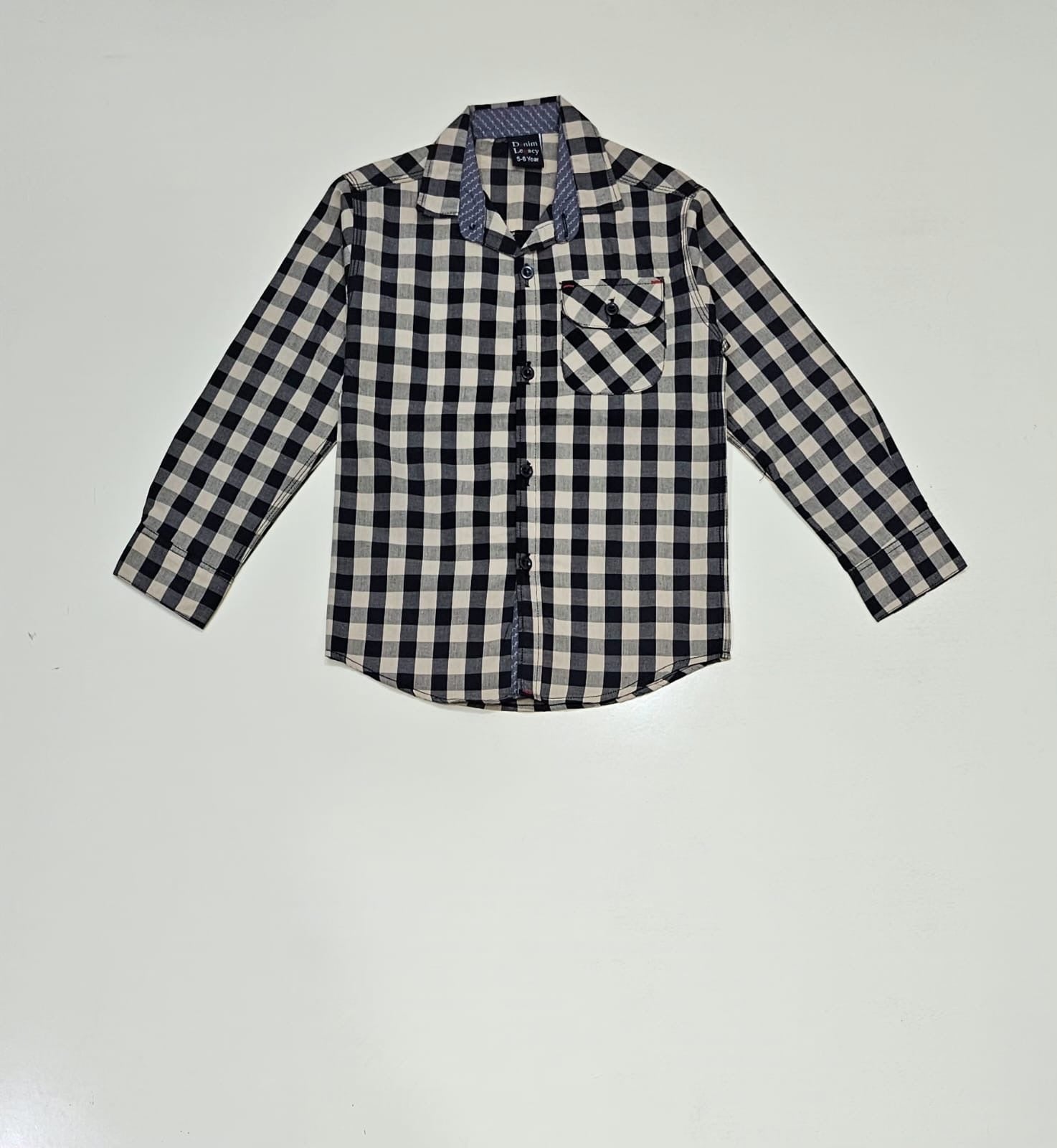 Beige and Black Boys Full Sleeve Casual Shirts