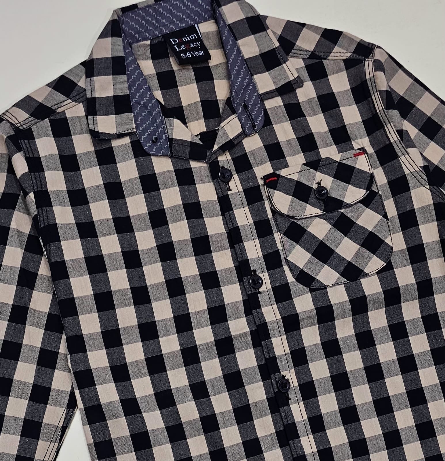 Beige and Black Boys Full Sleeve Casual Shirts