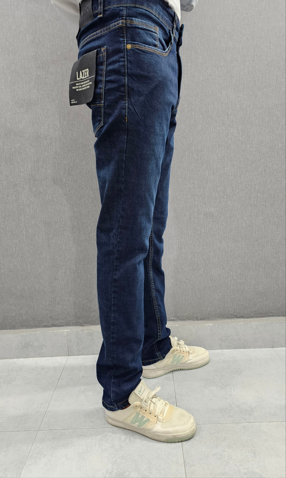 Dark Tinted Blue Regular Fit Jeans, stretch fabric.