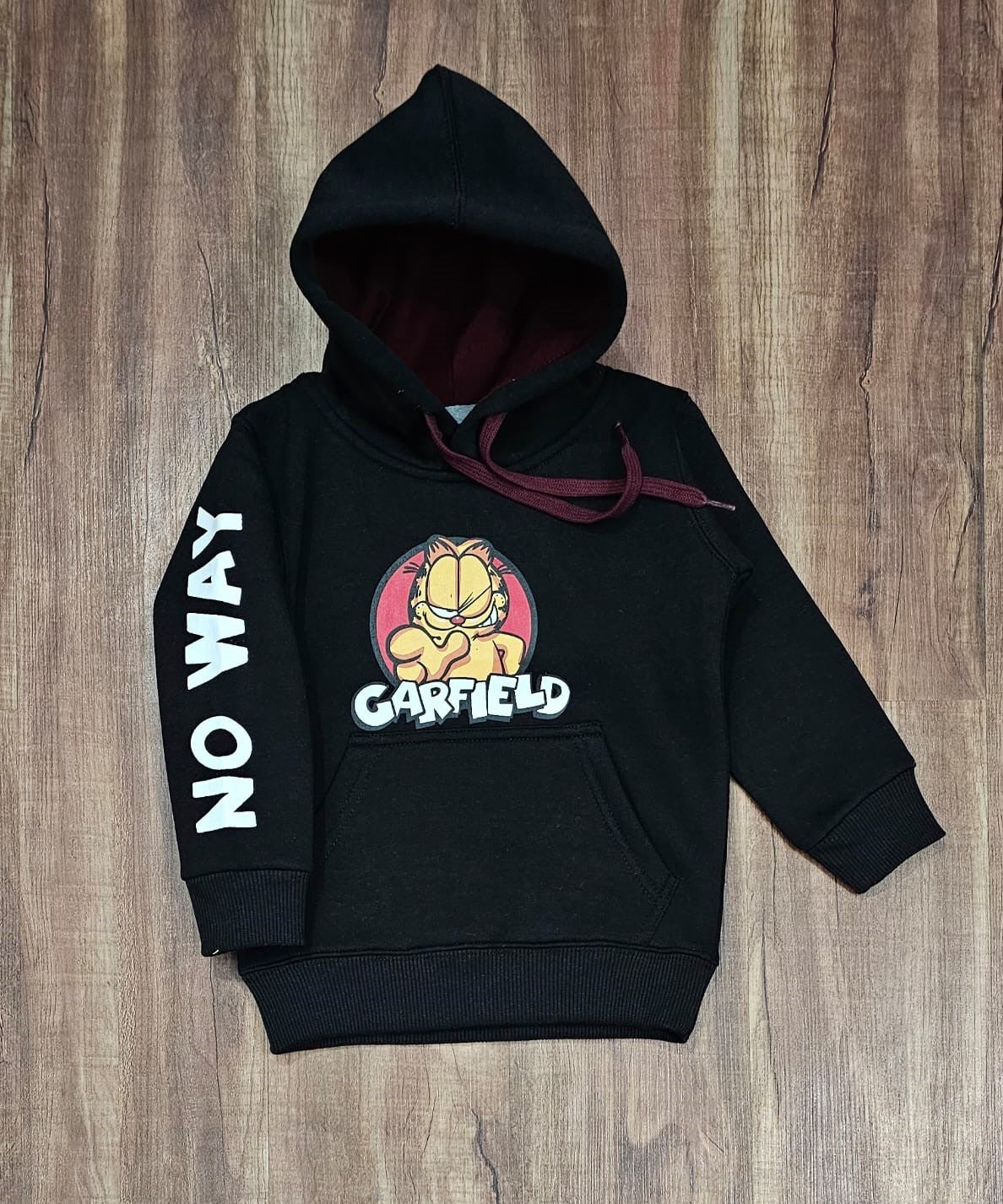 Garfield Black boys hoodies Cotton Fleece Fabric