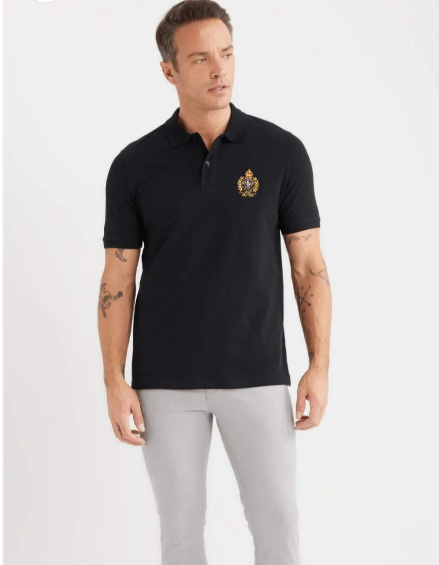RL - Mens PiQue cotton polo shirts. Black