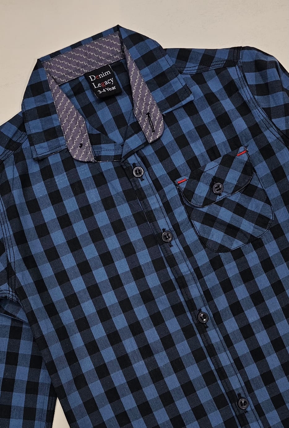 Blue and Black Boys Full Sleeve Casual Shirts