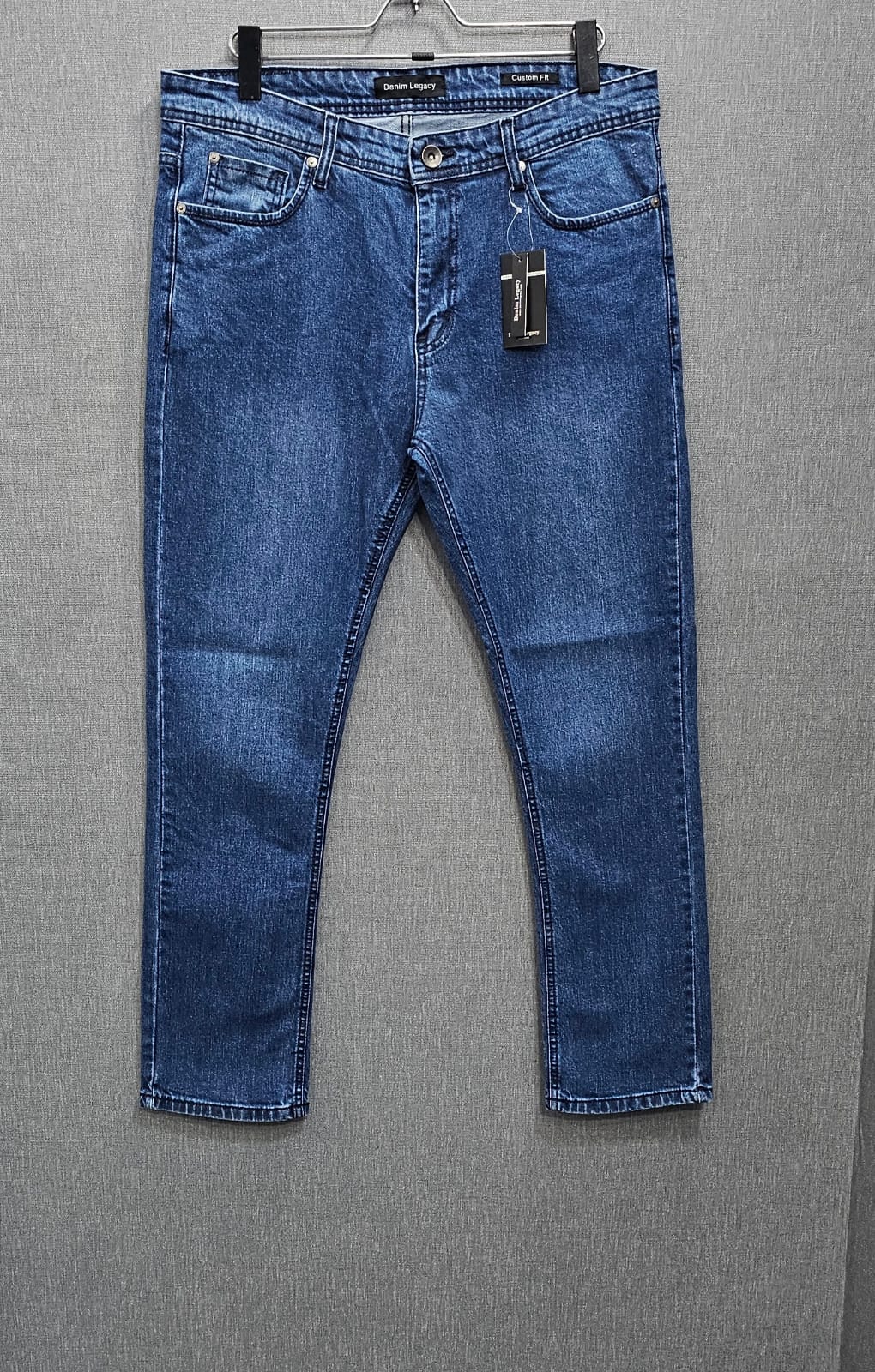 Big Size Mens Mid Blue Jeans Comfort stretch