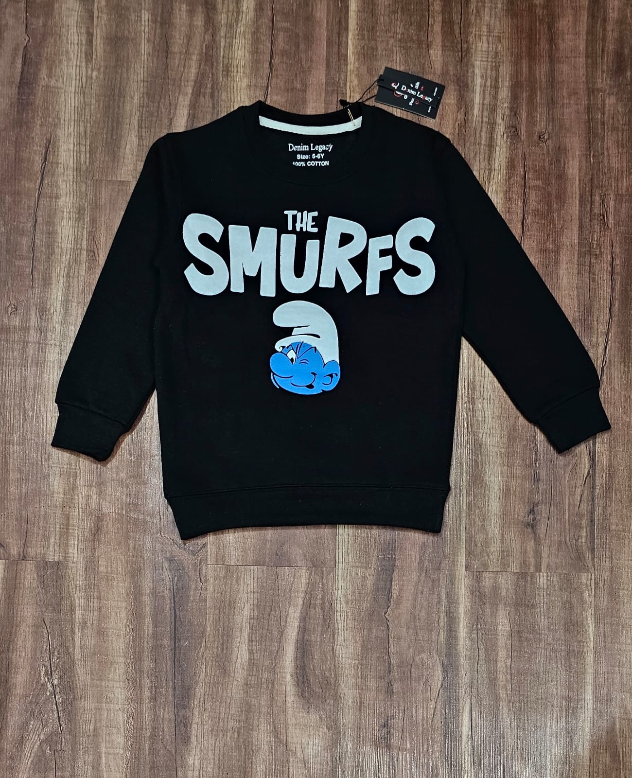 Smurfs Black boys sweatshirt Cotton Fleece Fabric