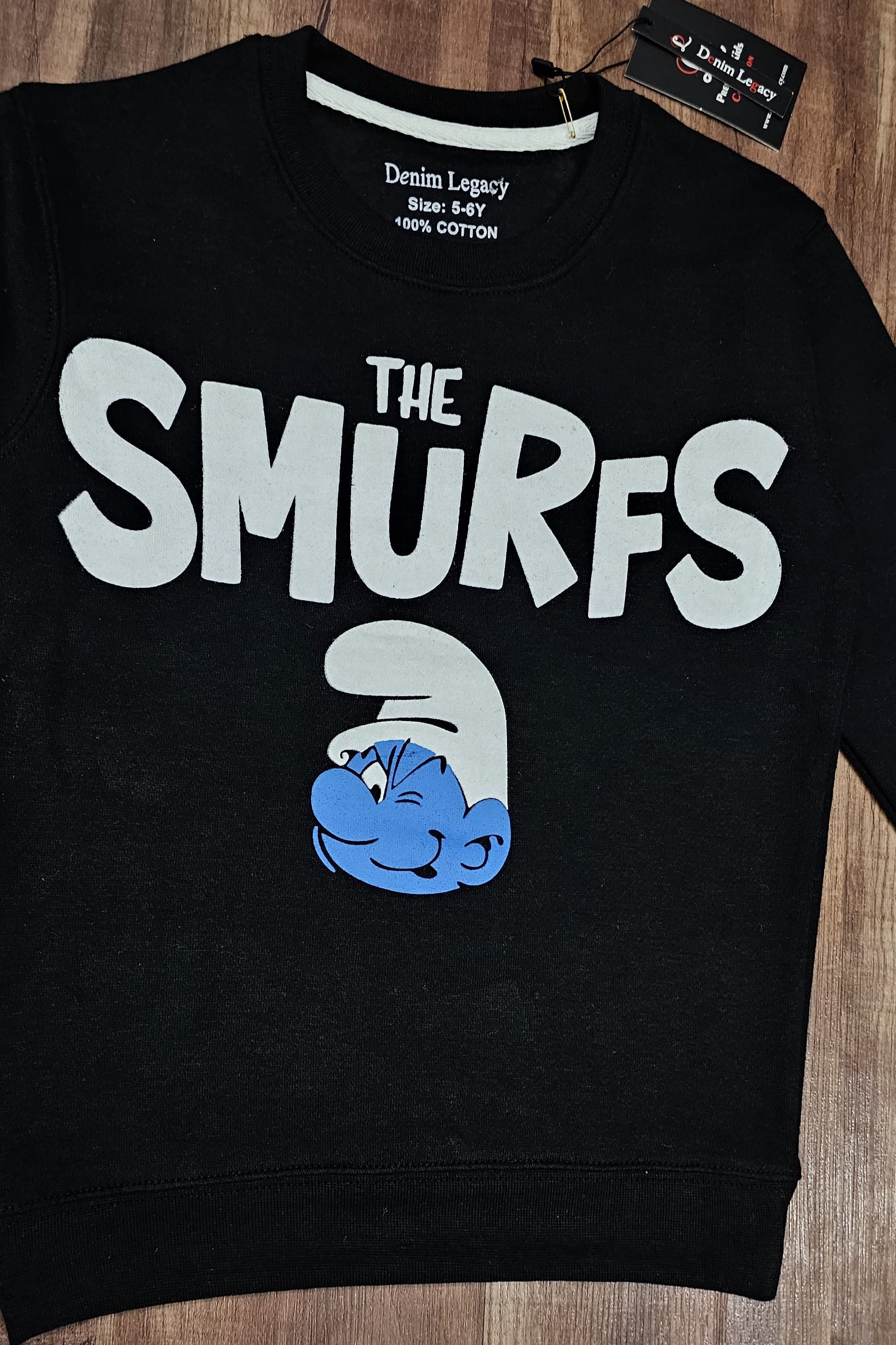 Smurfs Black boys sweatshirt Cotton Fleece Fabric