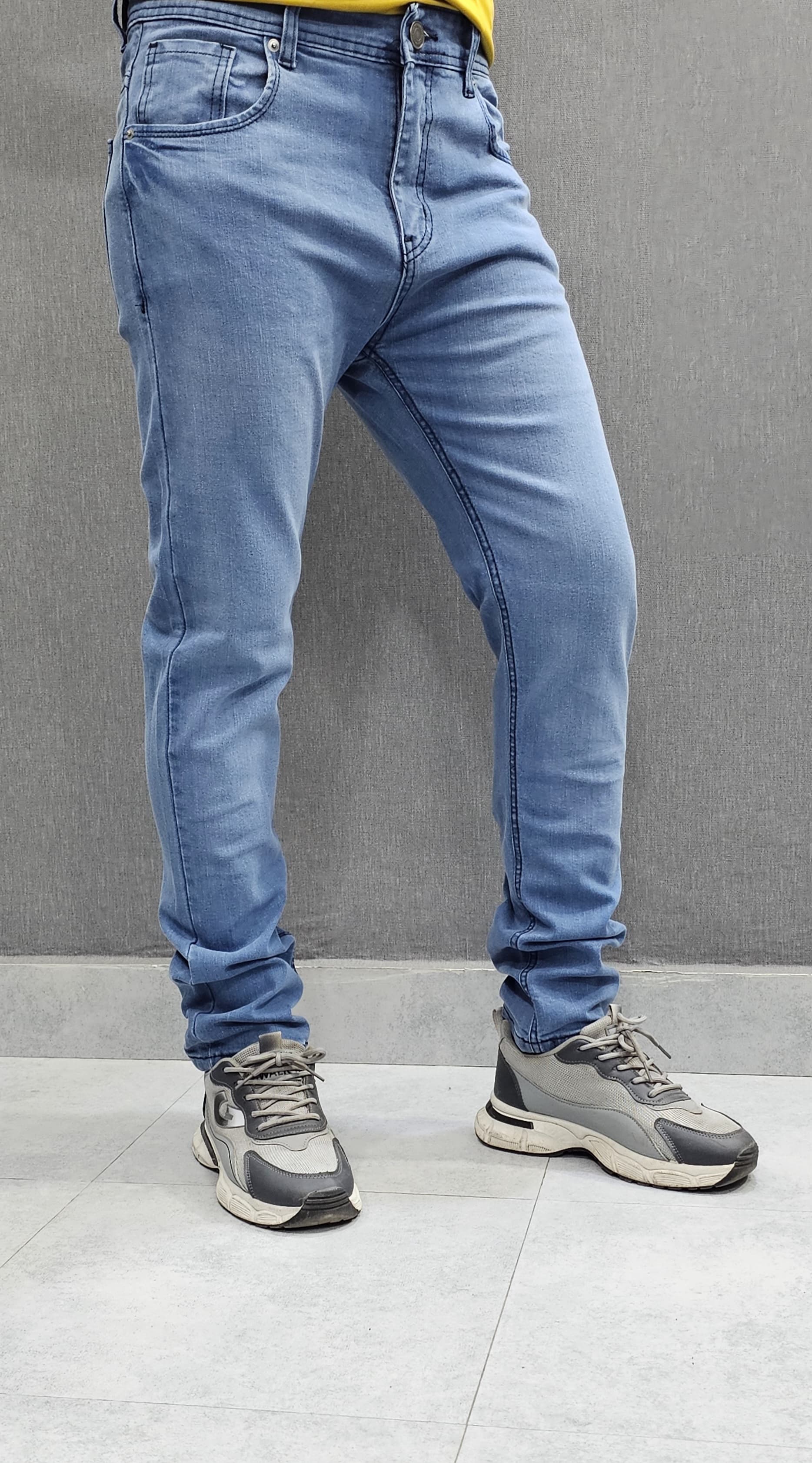 Sky Blue Slim Regular Fit Jeans. Stretch Fabric Soft & Comfortable