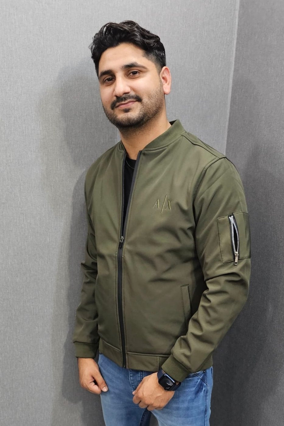 Olive Green Mens Winter Jackets Wind breaker imported fabric