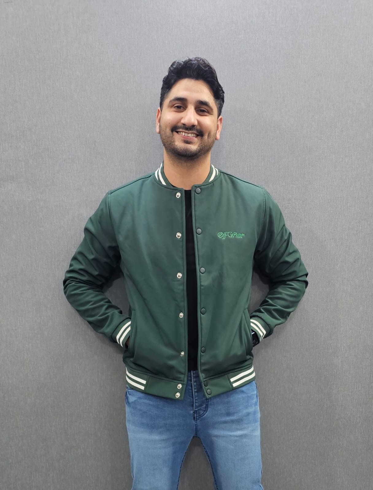 Green OW Mens Winter Jackets Wind breaker imported fabric