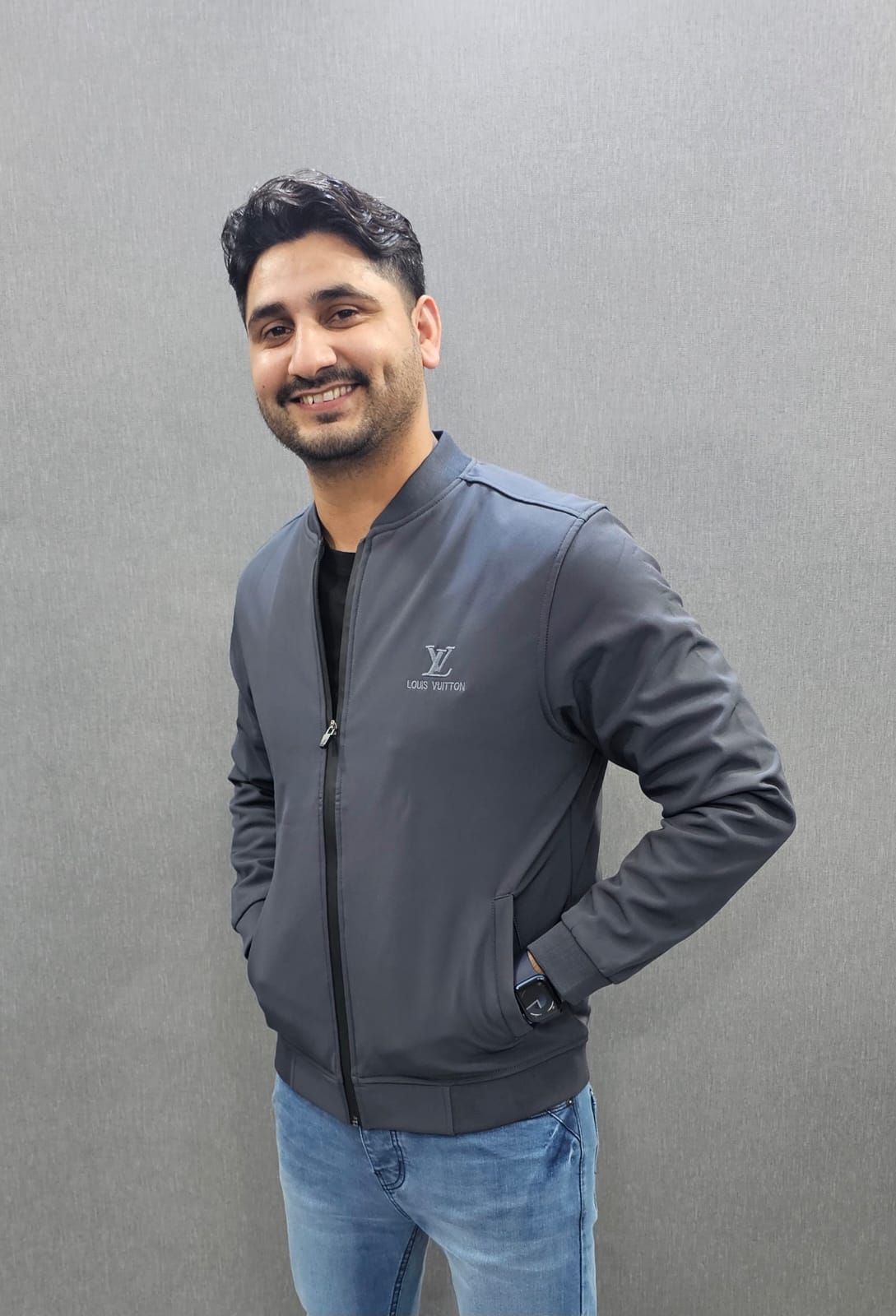 Grey Mens Winter Jackets Wind breaker imported fabric