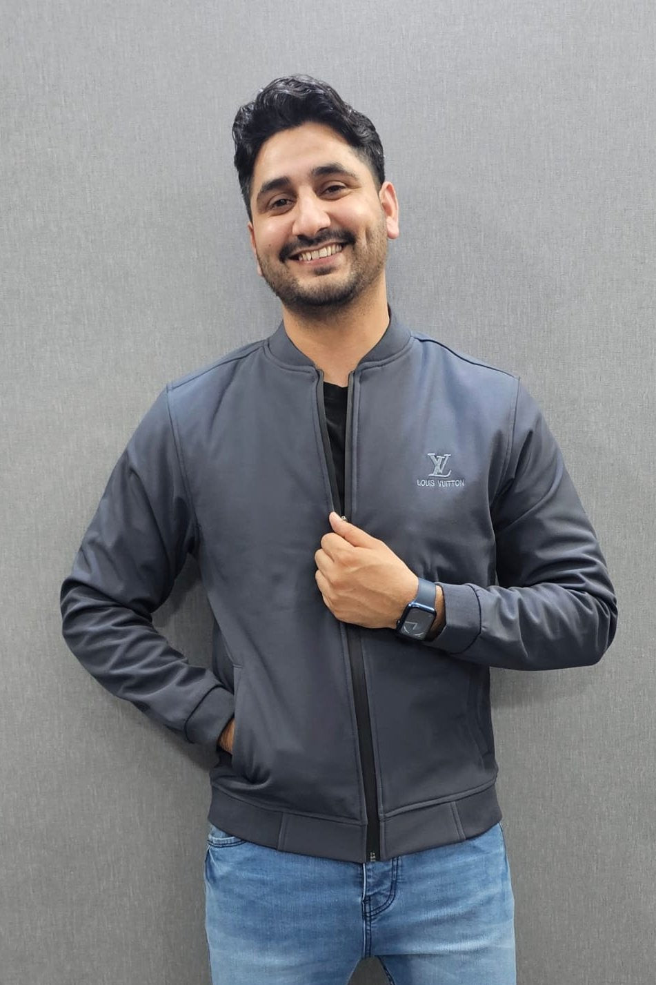 Grey Mens Winter Jackets Wind breaker imported fabric