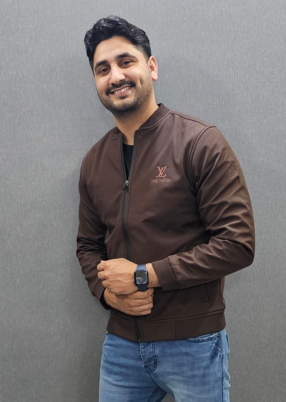 Brown Mens Winter Jackets Wind breaker imported fabric