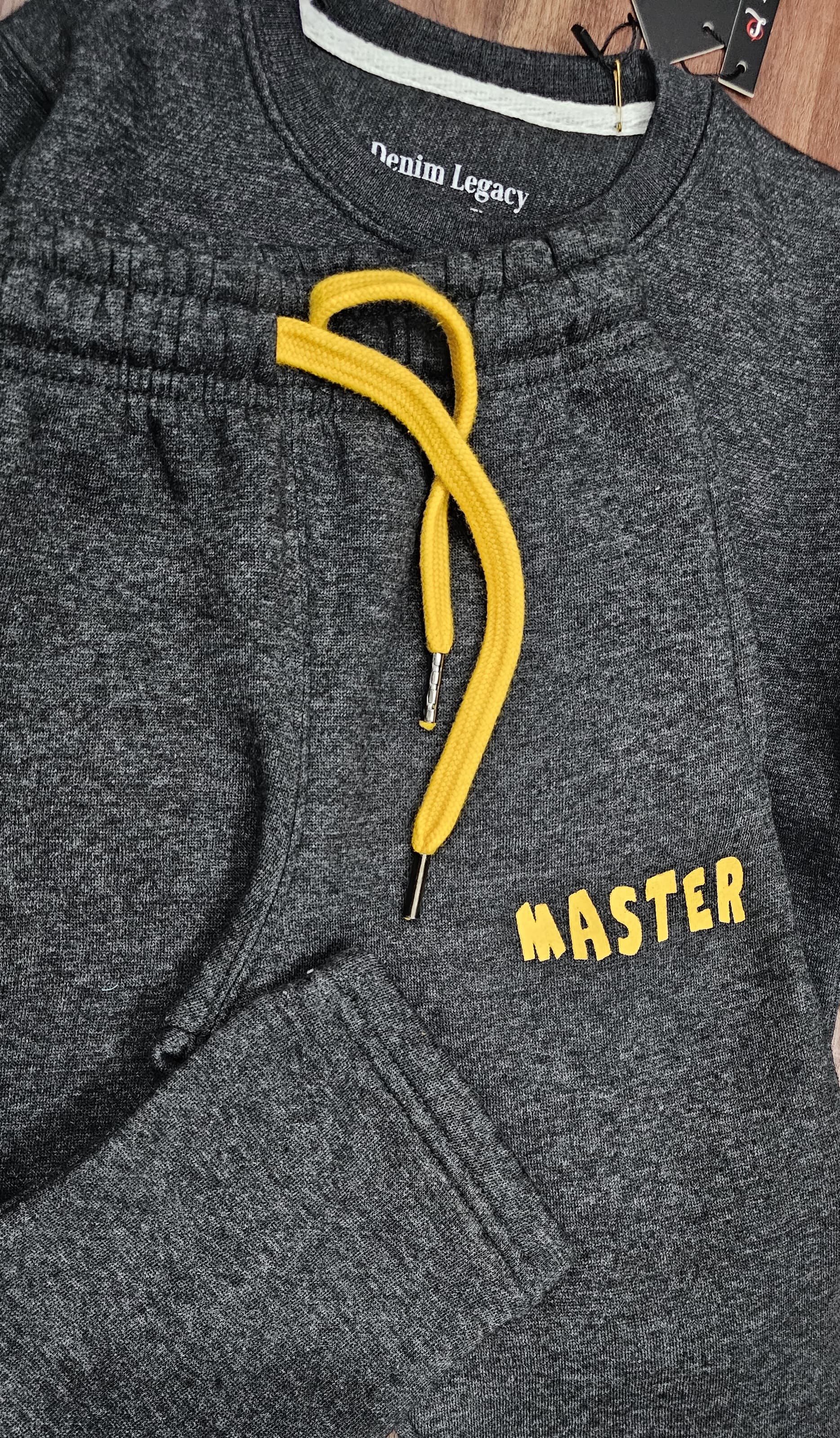 Boys Winter Dark Grey Swestshirt trouser Suit in Cotton fleece fabric