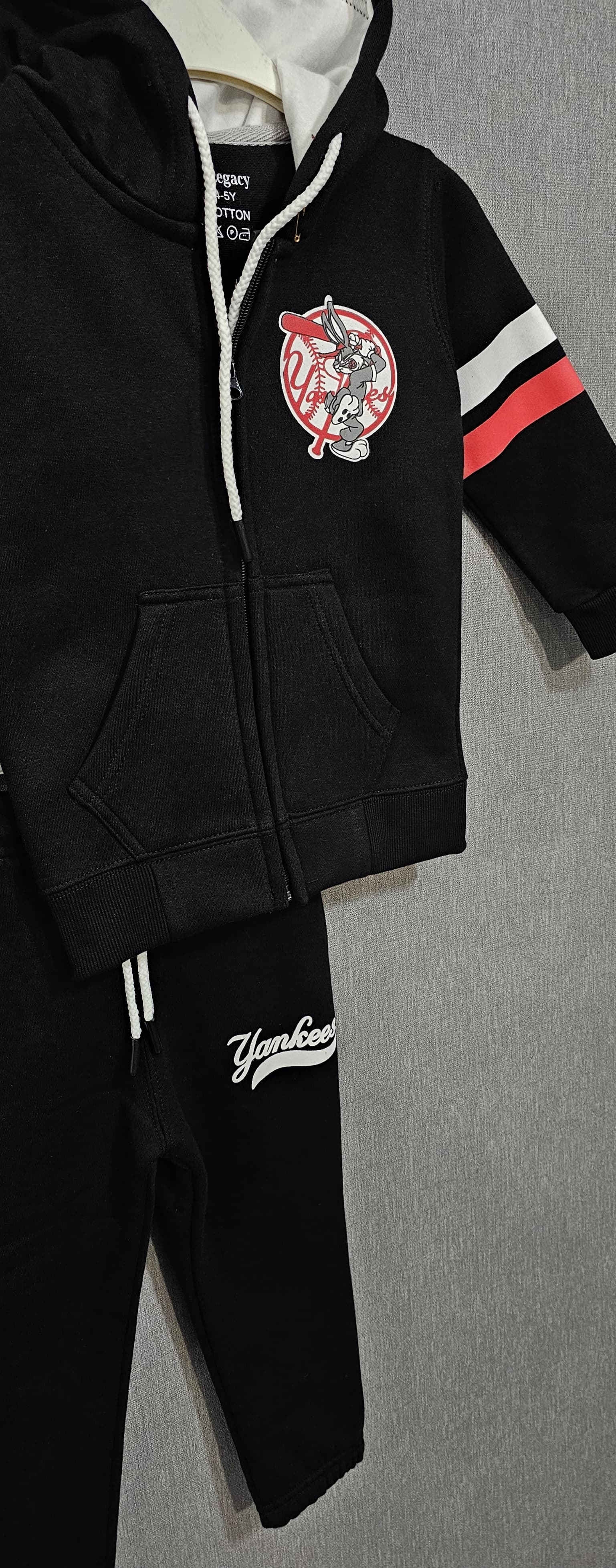 Boys Winter Black Hoodies trouser Suit in Cotton fleece fabric