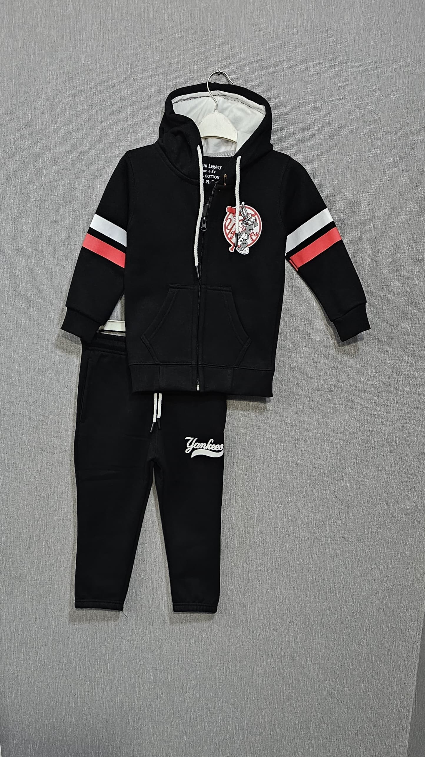 Boys Winter Black Hoodies trouser Suit in Cotton fleece fabric