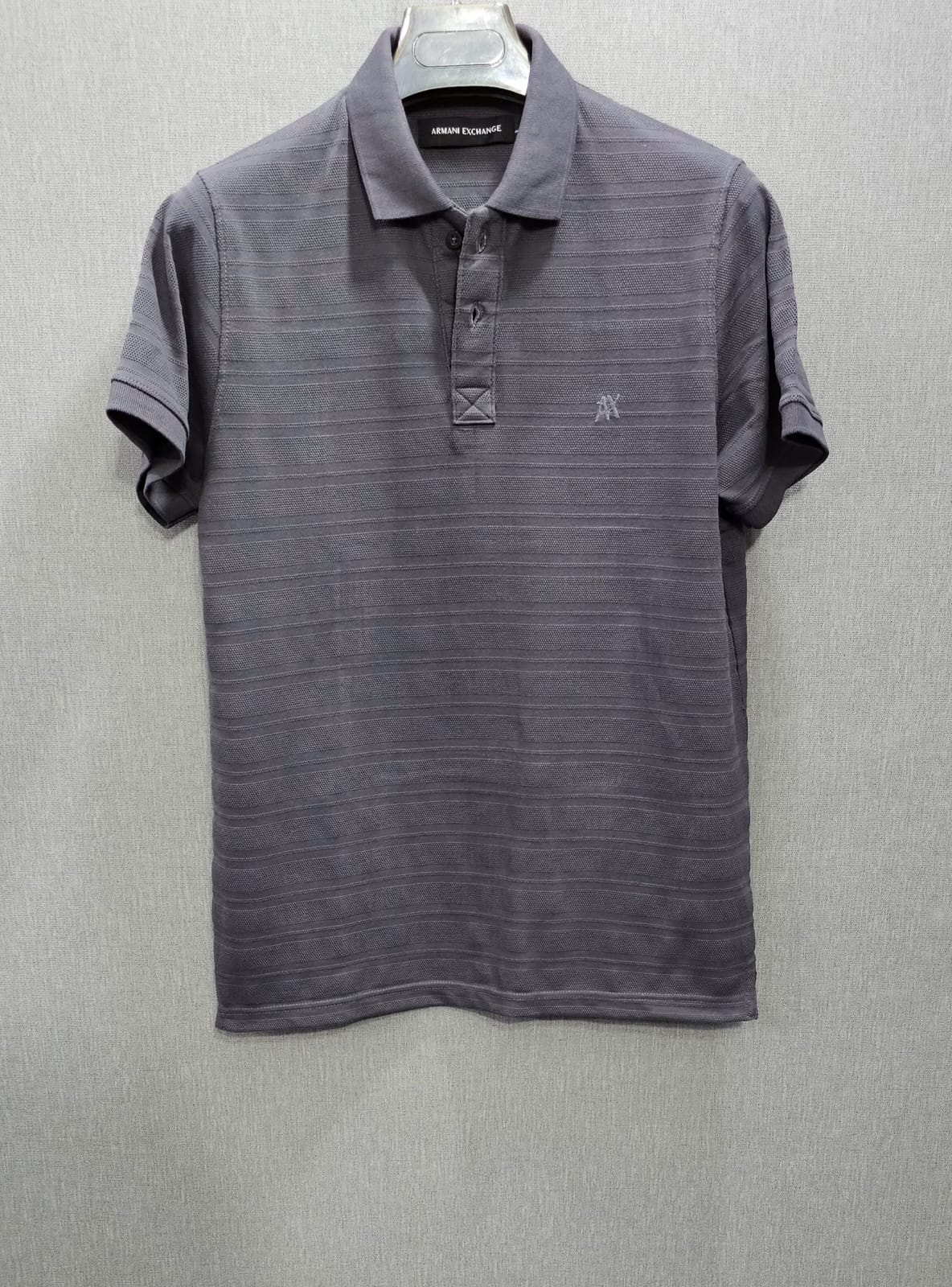 Mens knitted polo shirts in Cotton Jackard self Fabric Grey