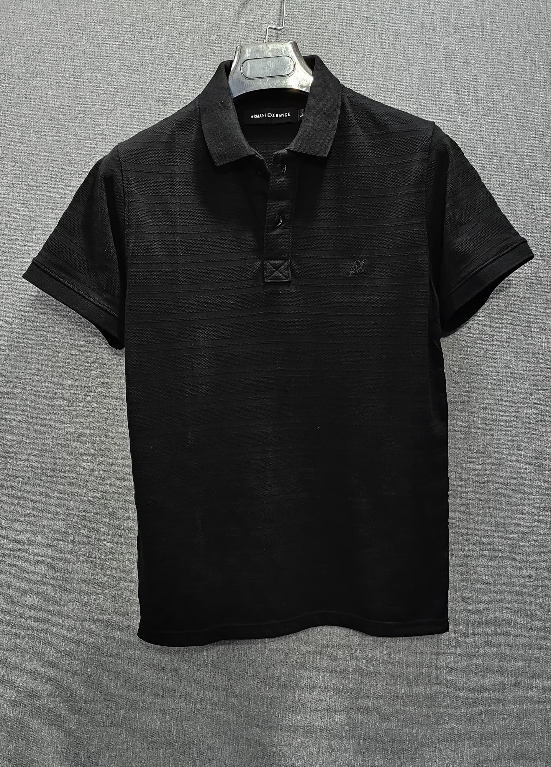 Mens knitted polo shirts in Cotton Jackard self Fabric Black