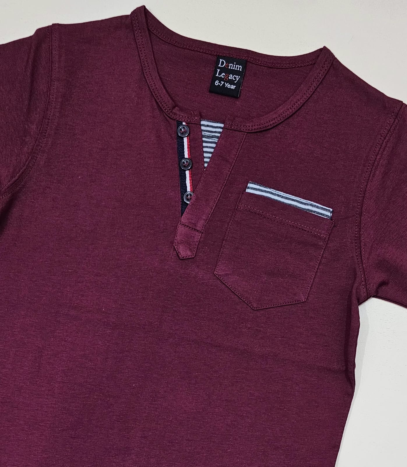 Boys Fashion T-shirts Half sleeves front pocket in Cotton Jersey Fabric Maroon-2