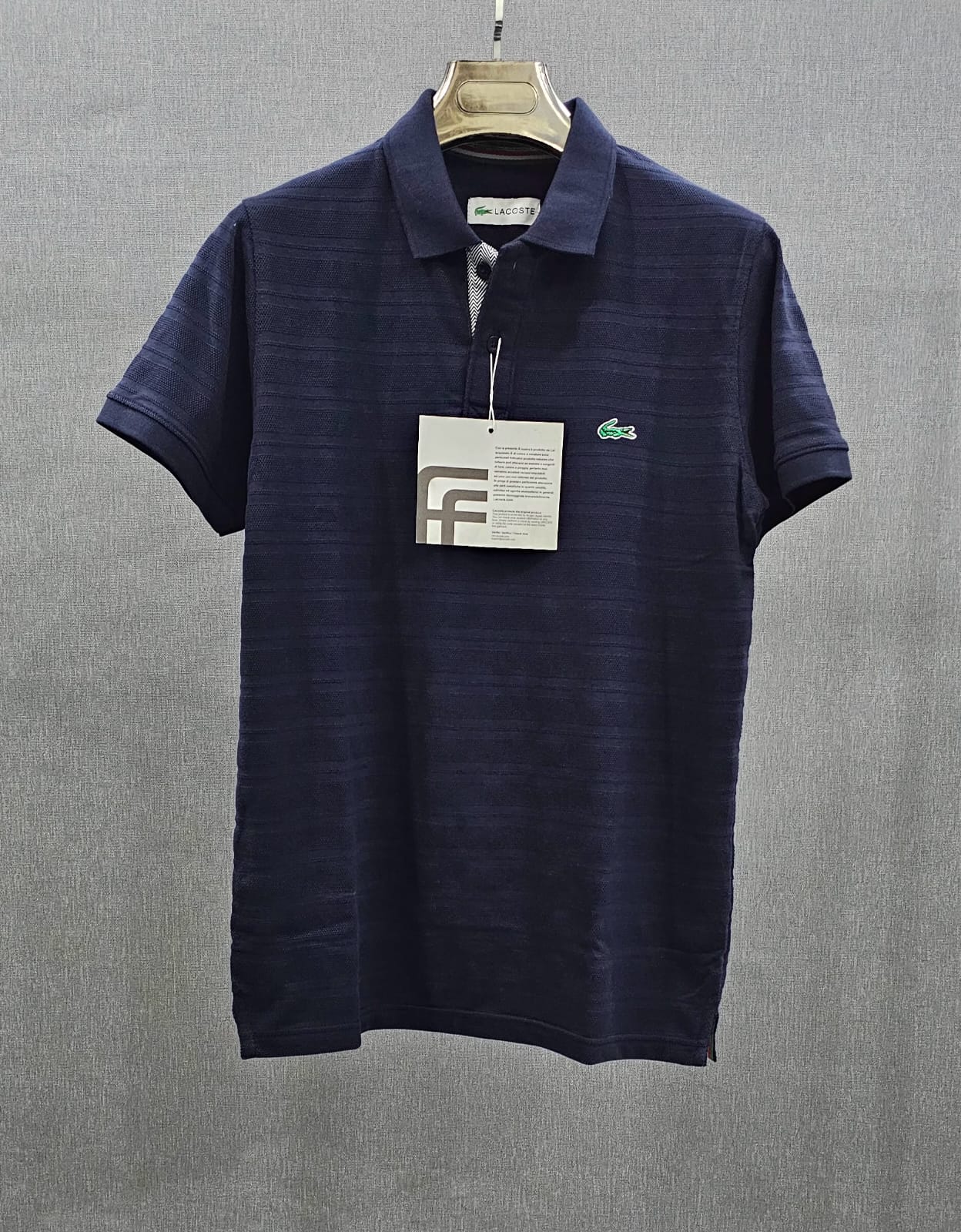 Mens knitted polo shirts in Cotton Jackard self Fabric Navy Blue.